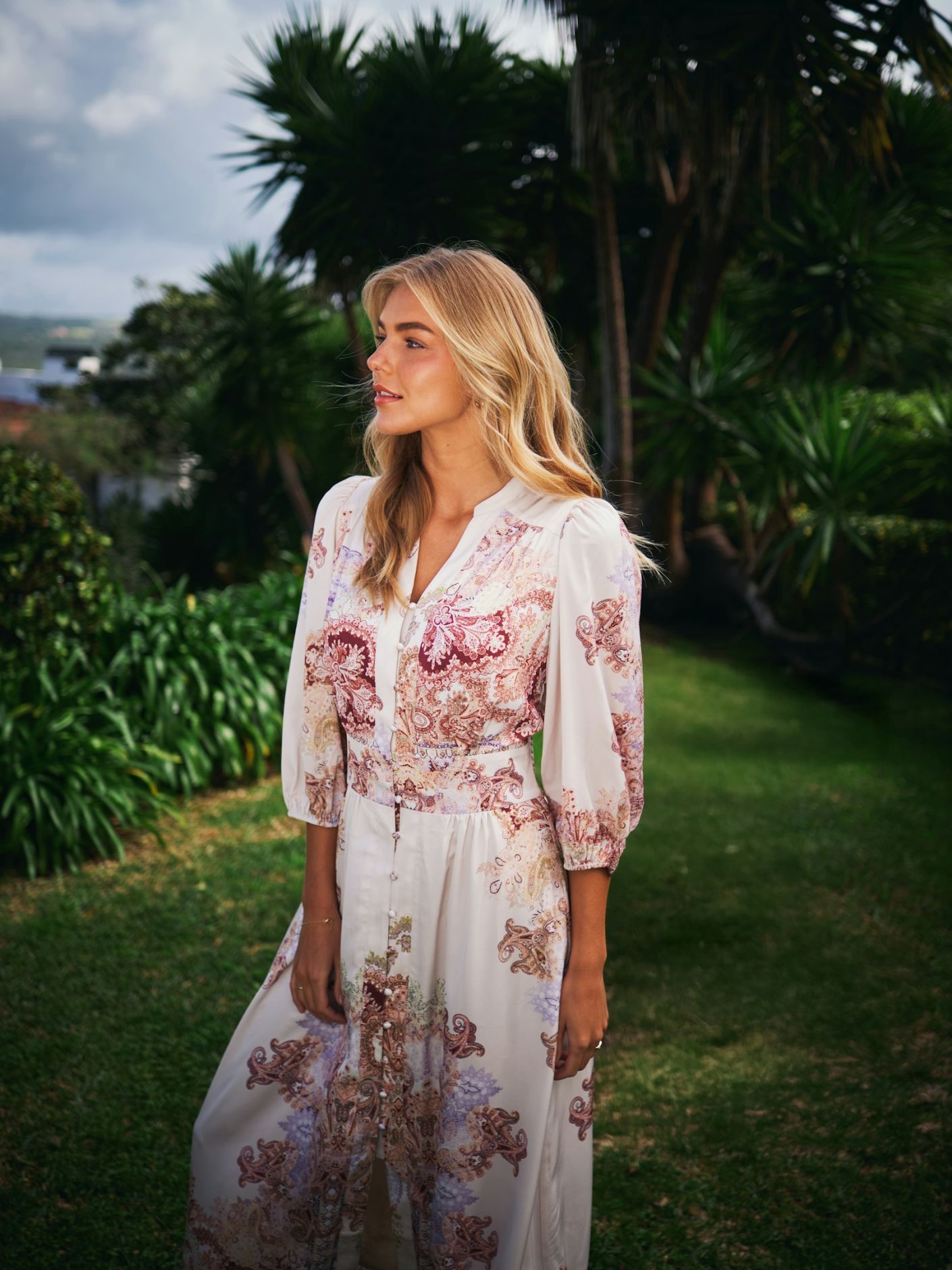 NEO NOIR Stellar Artist Paisley Dress Ivory