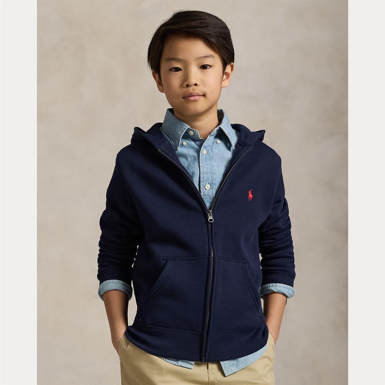 RALPH LAUREN 8-16År Full Zip Hoodie Mørkeblå