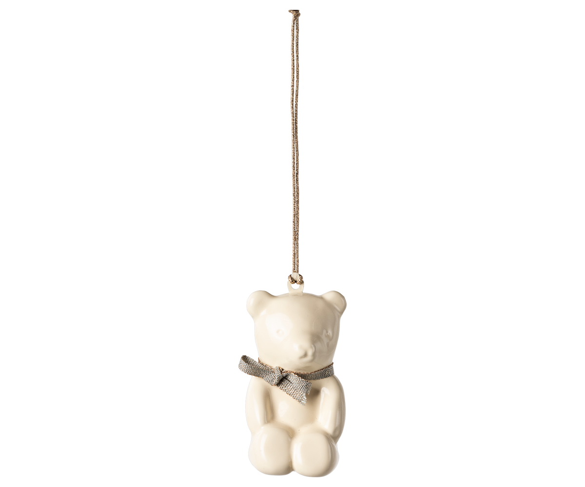 MAILEG Metal ornament,Teddy bear Offwhite/Blue - Farmor Ingvarda
