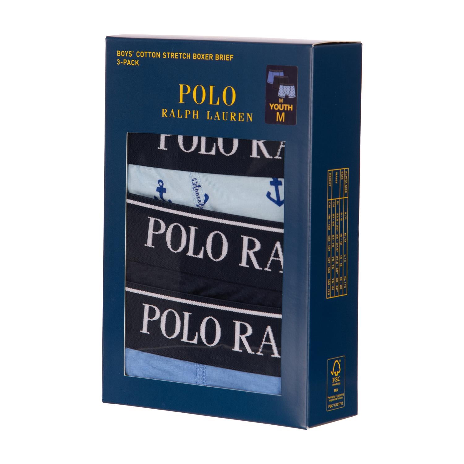 RALPH LAUREN 8-16År 3pk Boxer/Brief Blå Mix