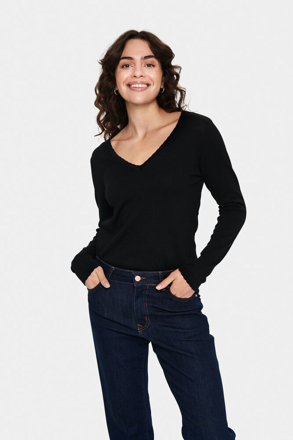SAINT TROPEZ Mila Ls V-Neck Pullover