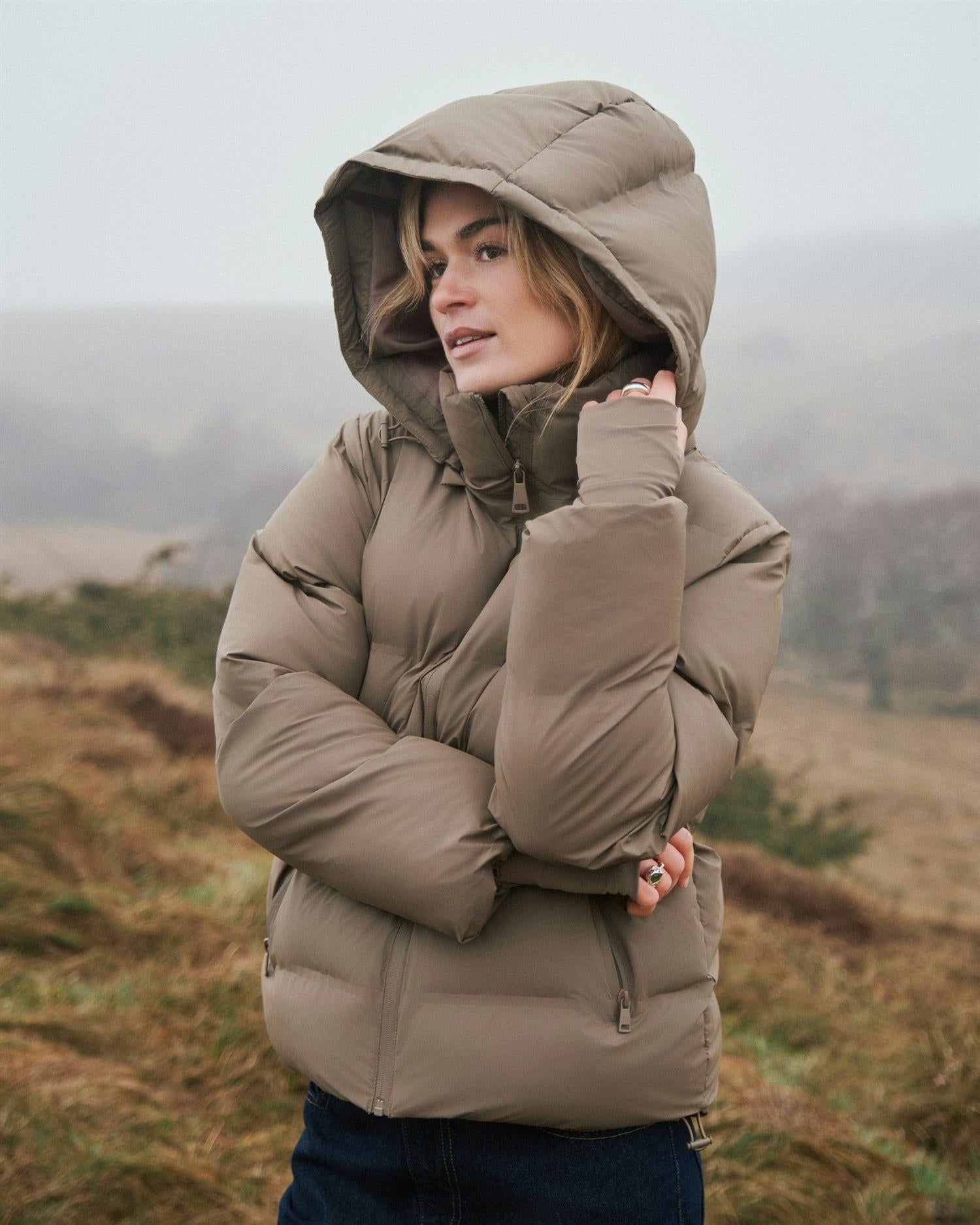 NEO NOIR Fox C Puffer Jacket Dark Taupe