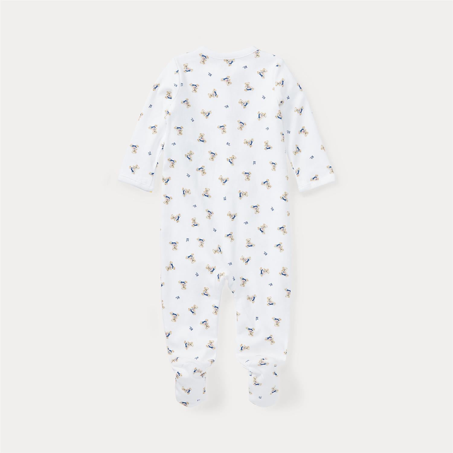 RALPH LAUREN Baby 0-24mnd. Polo Bear Coverall Hvit/Blå