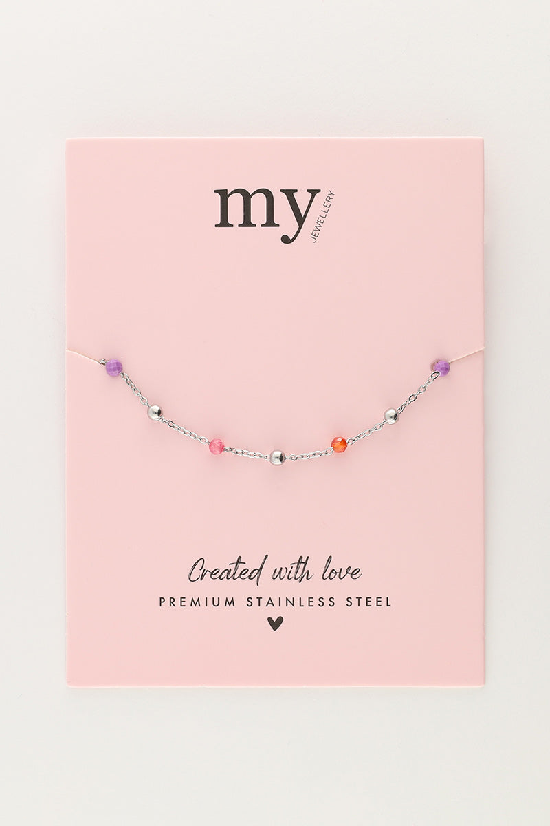 MY JEWELLERY Bracelet with pink and purple beads Gull