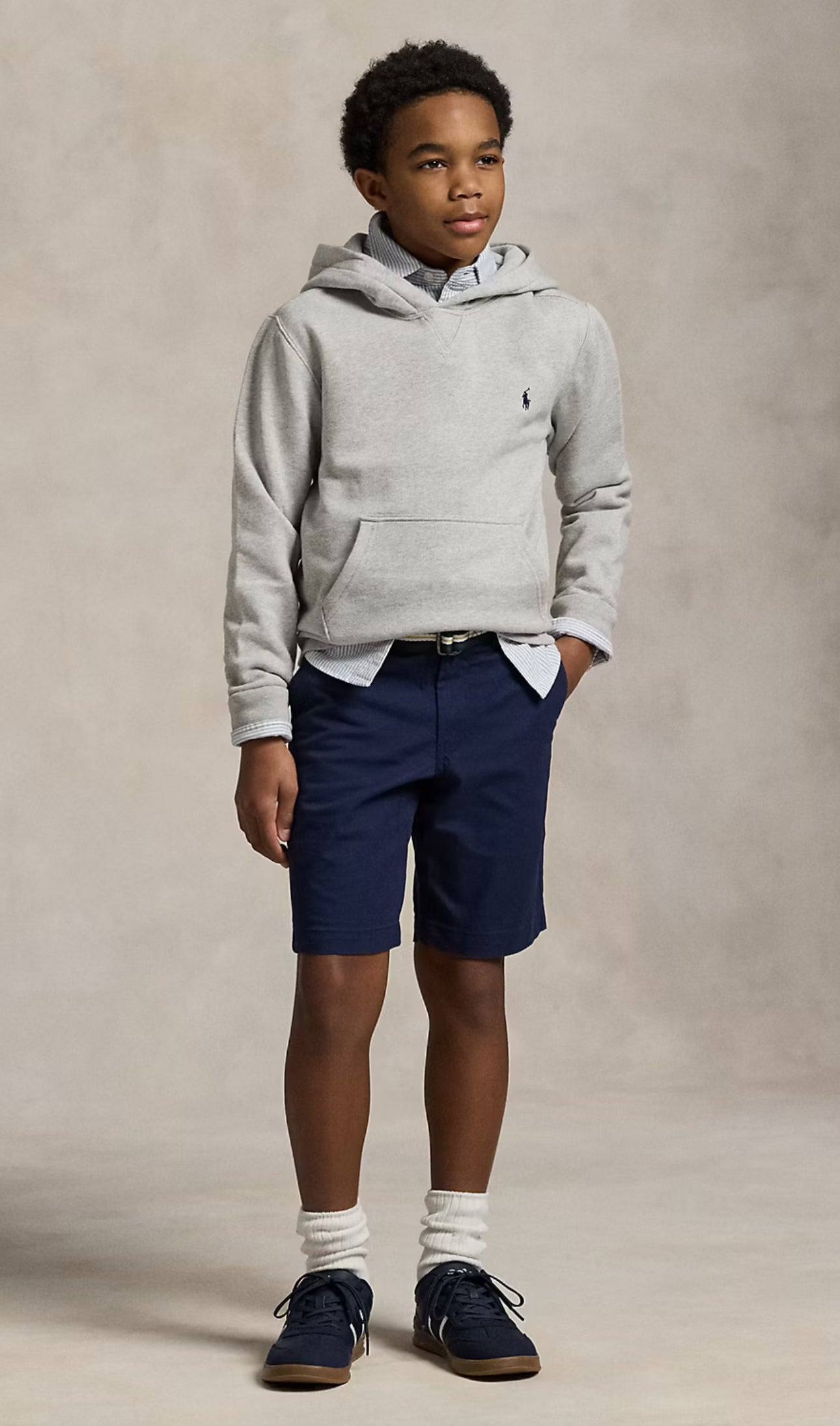 RALPH LAUREN 8-16År LS Polo Hood Tops,Teens Grå