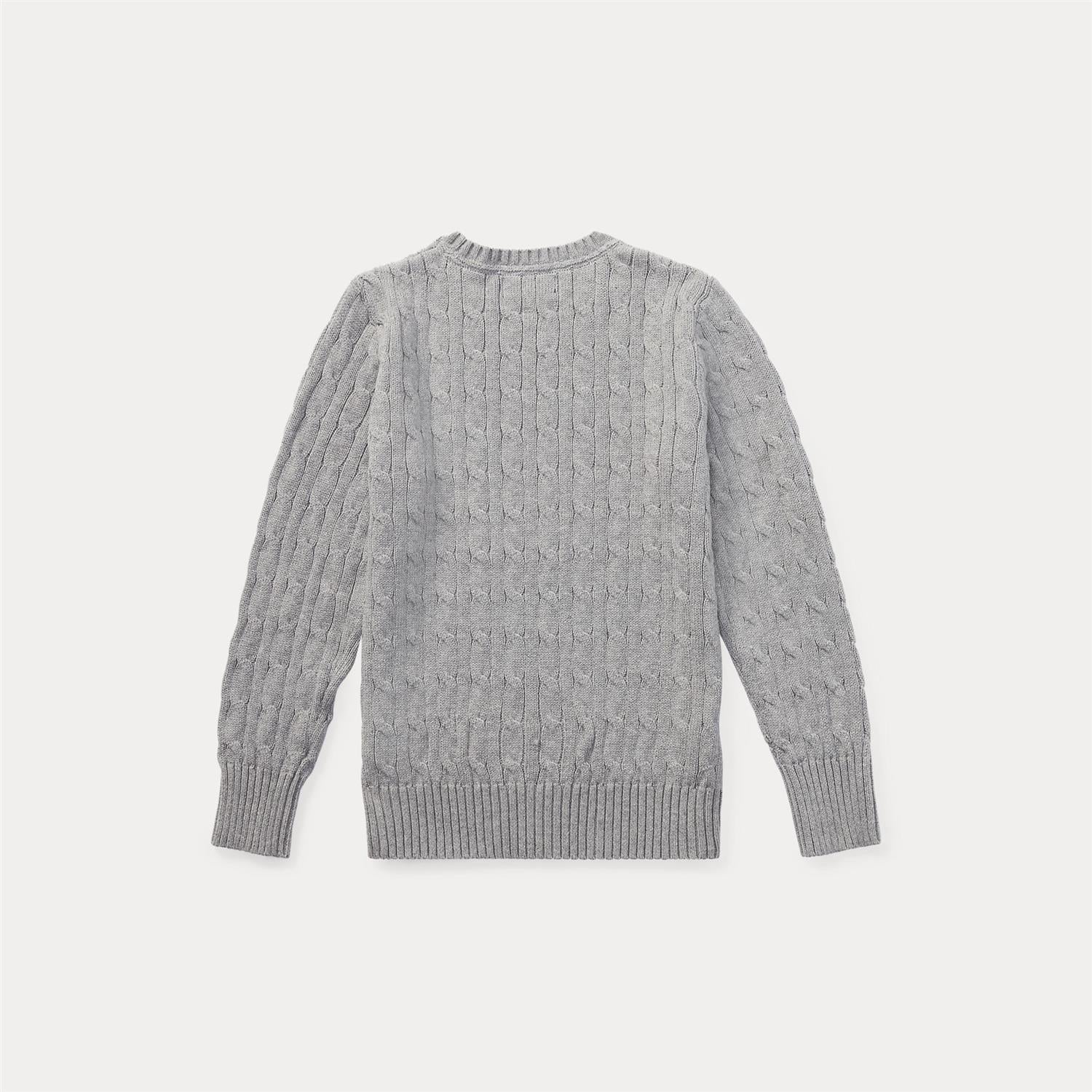 RALPH LAUREN 8-16År Strikket genser m/fletter Grå