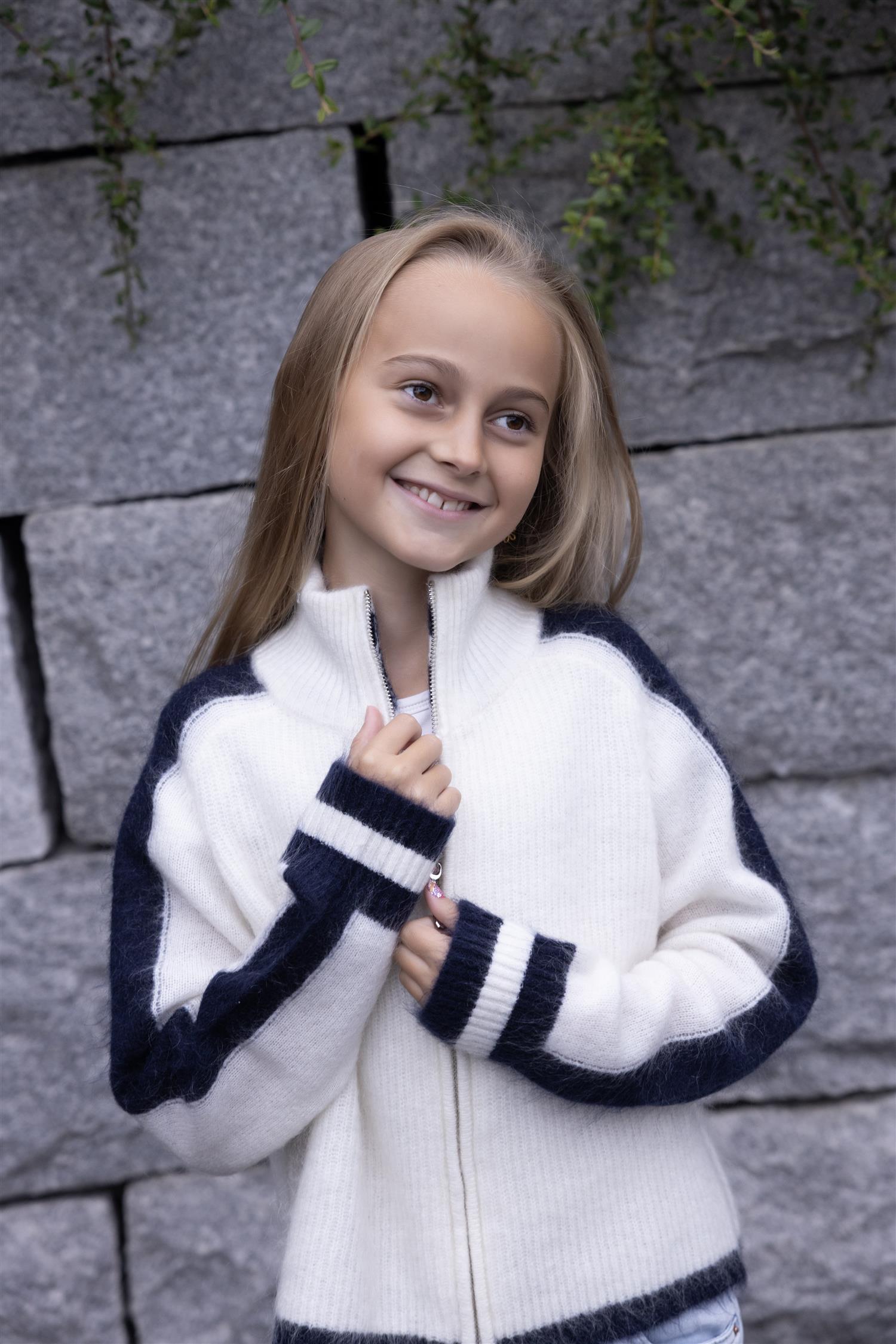 VILJE OG VE Lyra Mohair Jakke Offwhite M/Blå