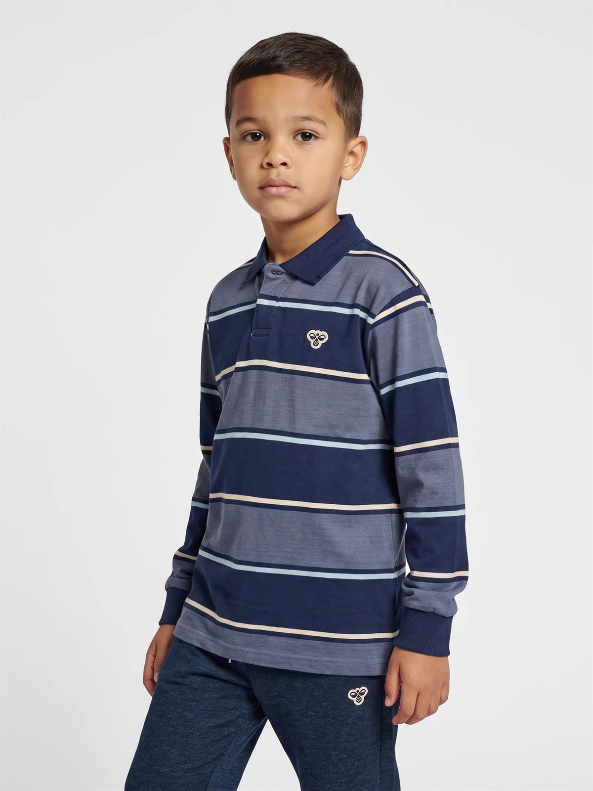 HUMMEL 4-10ÅR Loose Striped Polo Shirt Jr Blå/Stripet