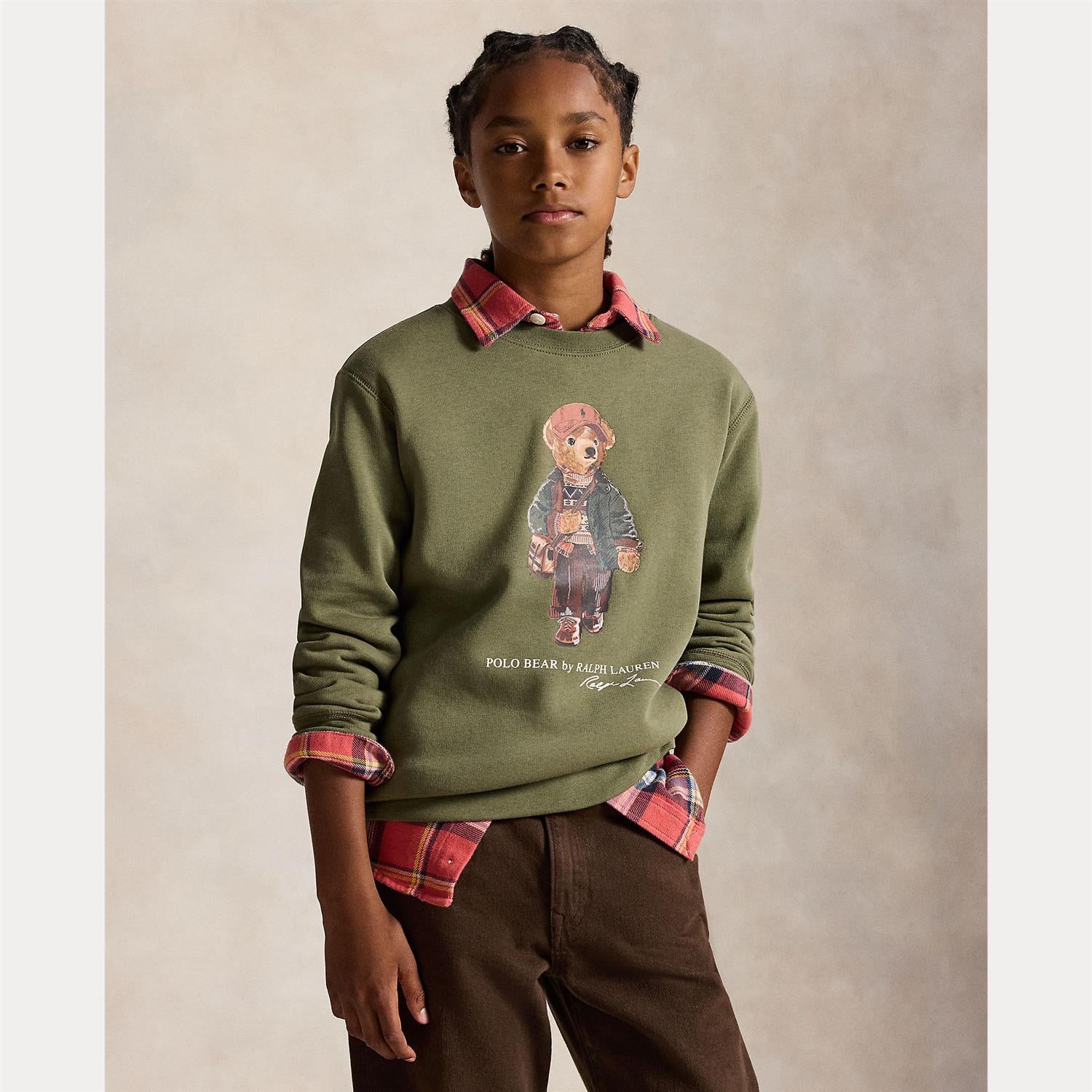 RALPH LAUREN 8-16År Polo Bear Sweatshirt Oliven