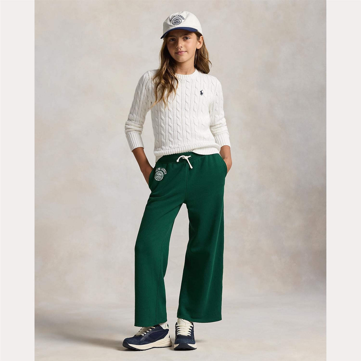 RALPH LAUREN 8-16År Genser m/flettestrikk,Jente Krem