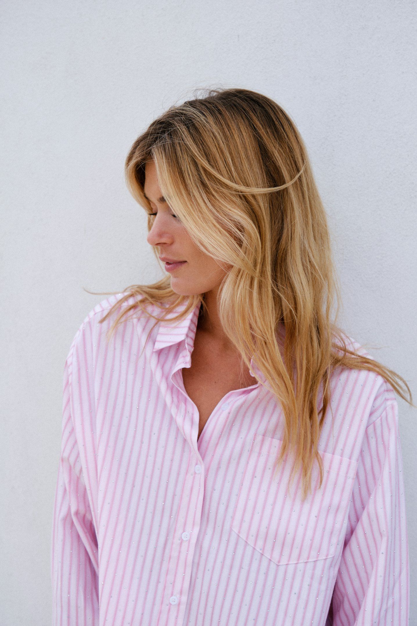 NEO NOIR Dalma Soft Stripe Stone Shirt