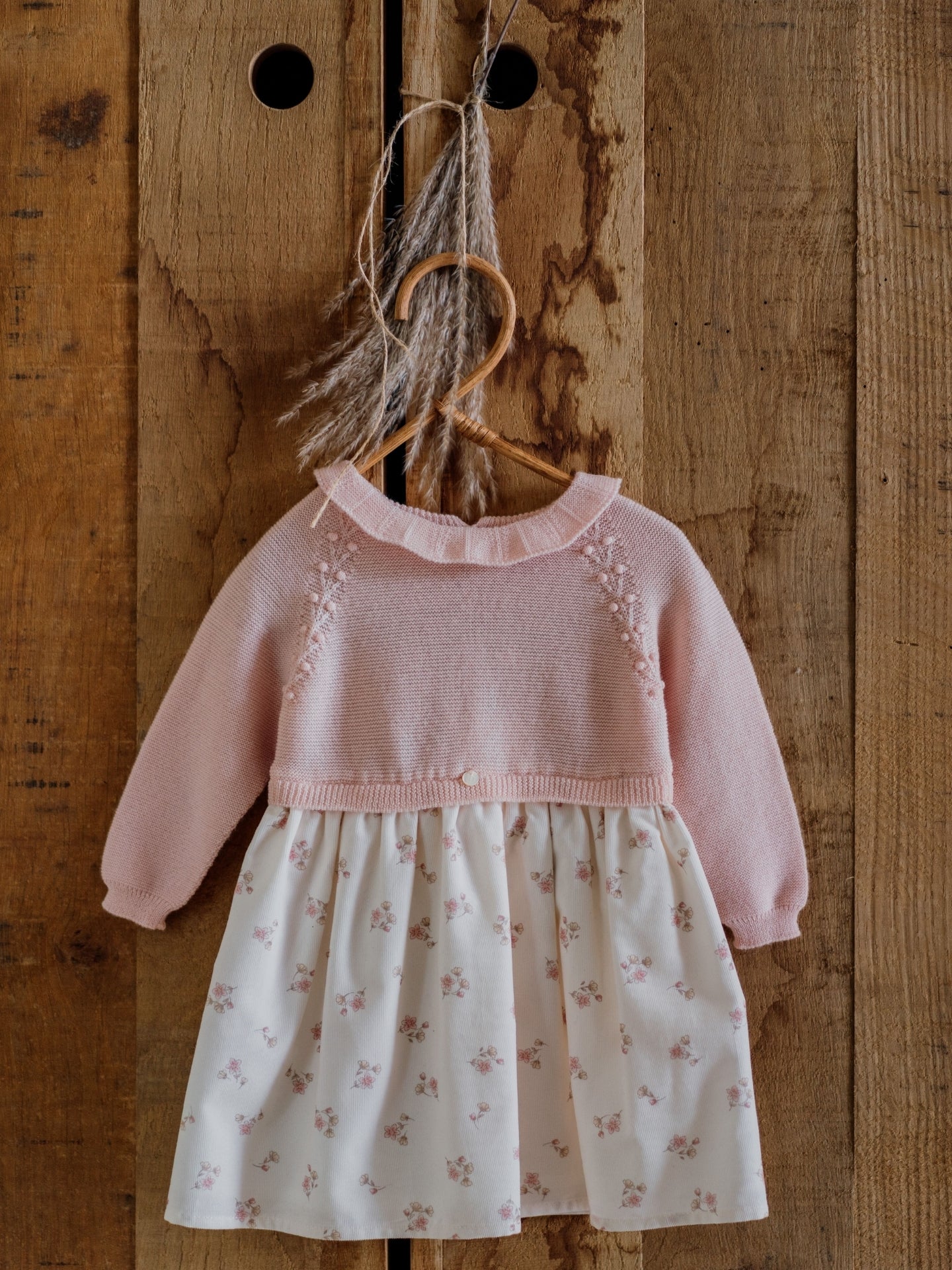 WEDOBLE Kjole m/strikket overdel i ull Rosa/Blomstret