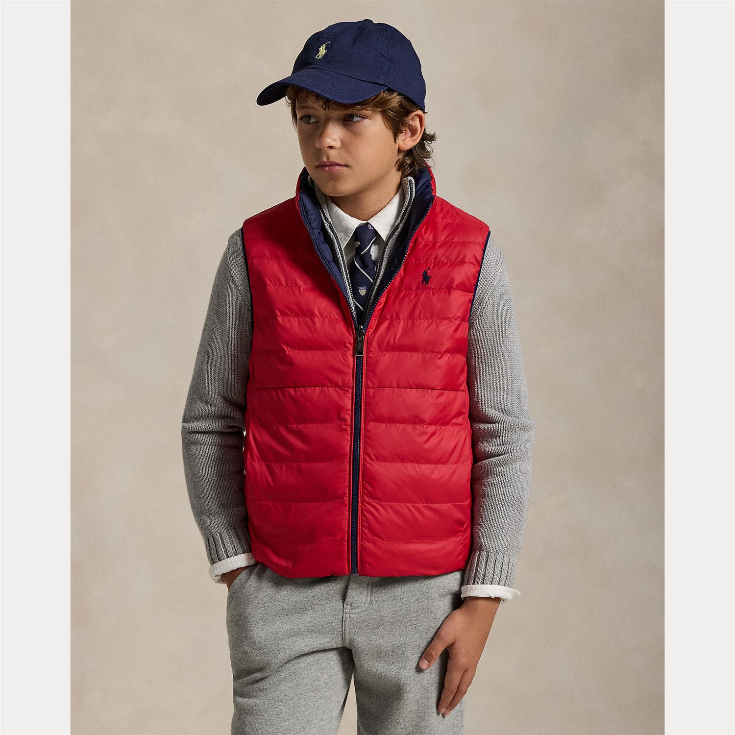 RALPH LAUREN 8-16År Reversible Terra Outerwear Vest,Teens Mørkeblå/Rød