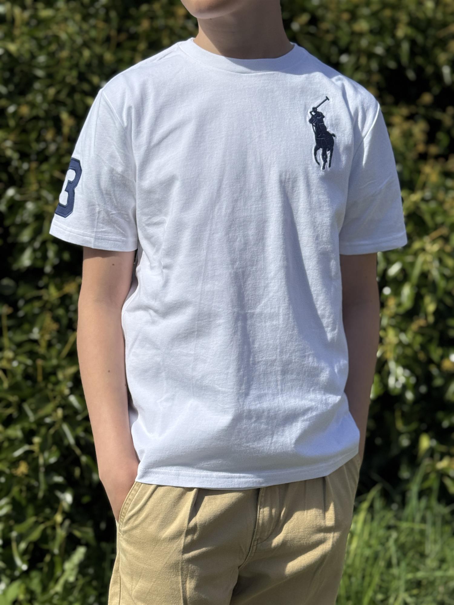 RALPH LAUREN 8-16År T-skjorte stor logo Hvit