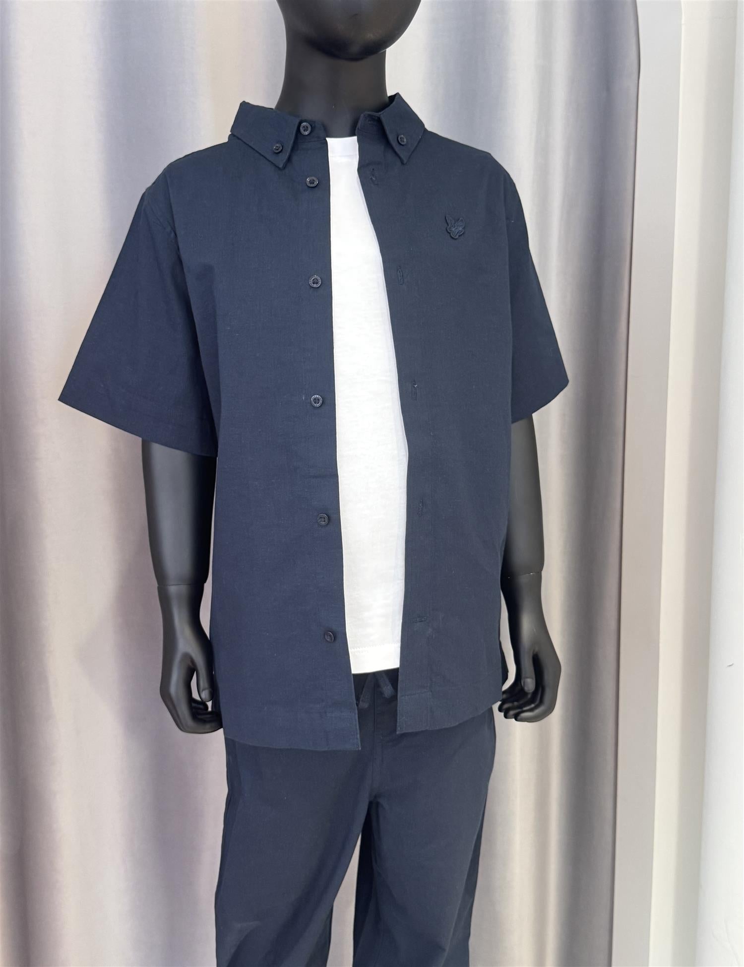 LYLE & SCOTT Lin skjorte Mørkeblå