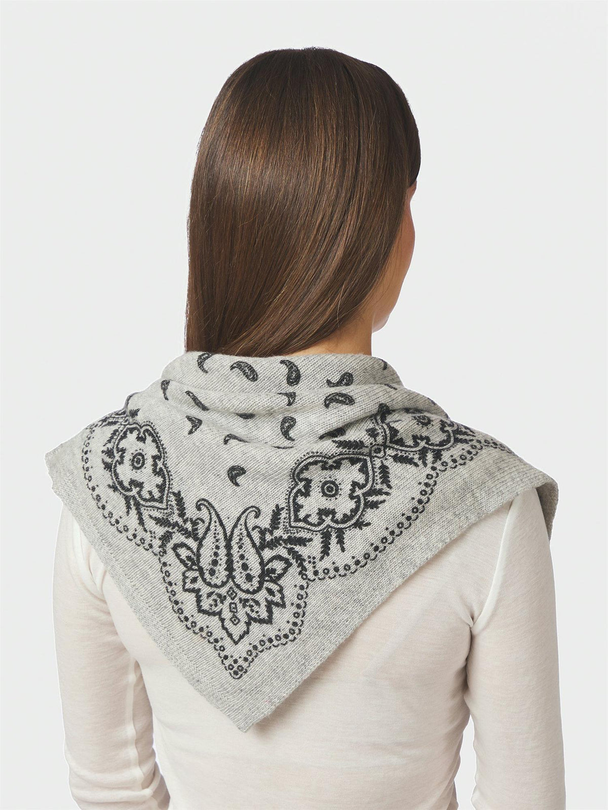 NEO NOIR Adelina Paisley Knit Scarf Grey