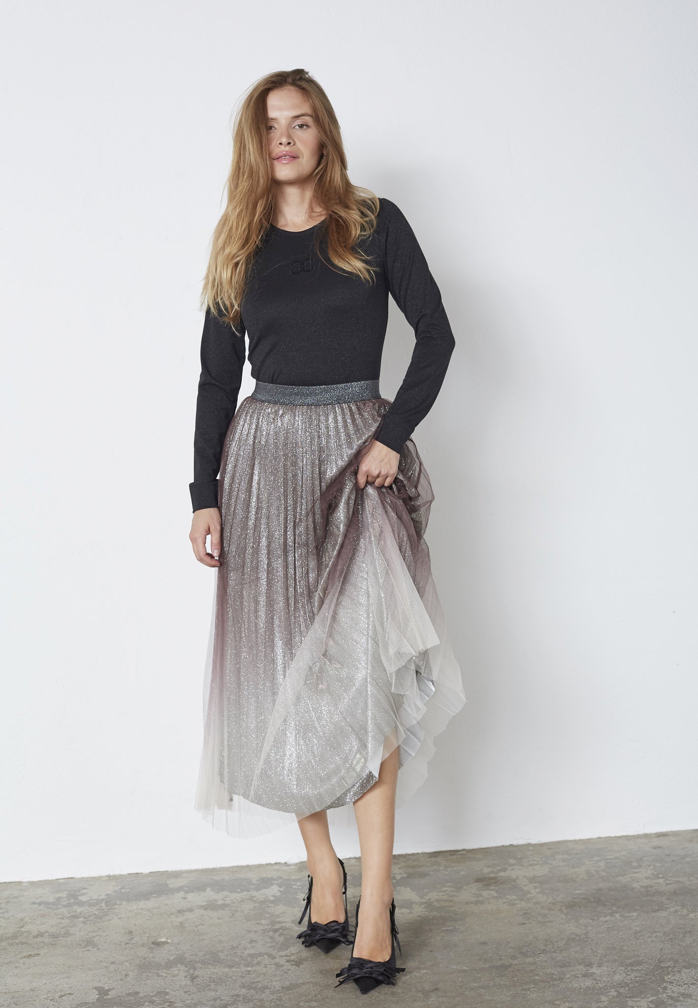 CO´ COUTURE Glitter Plissè Skirt