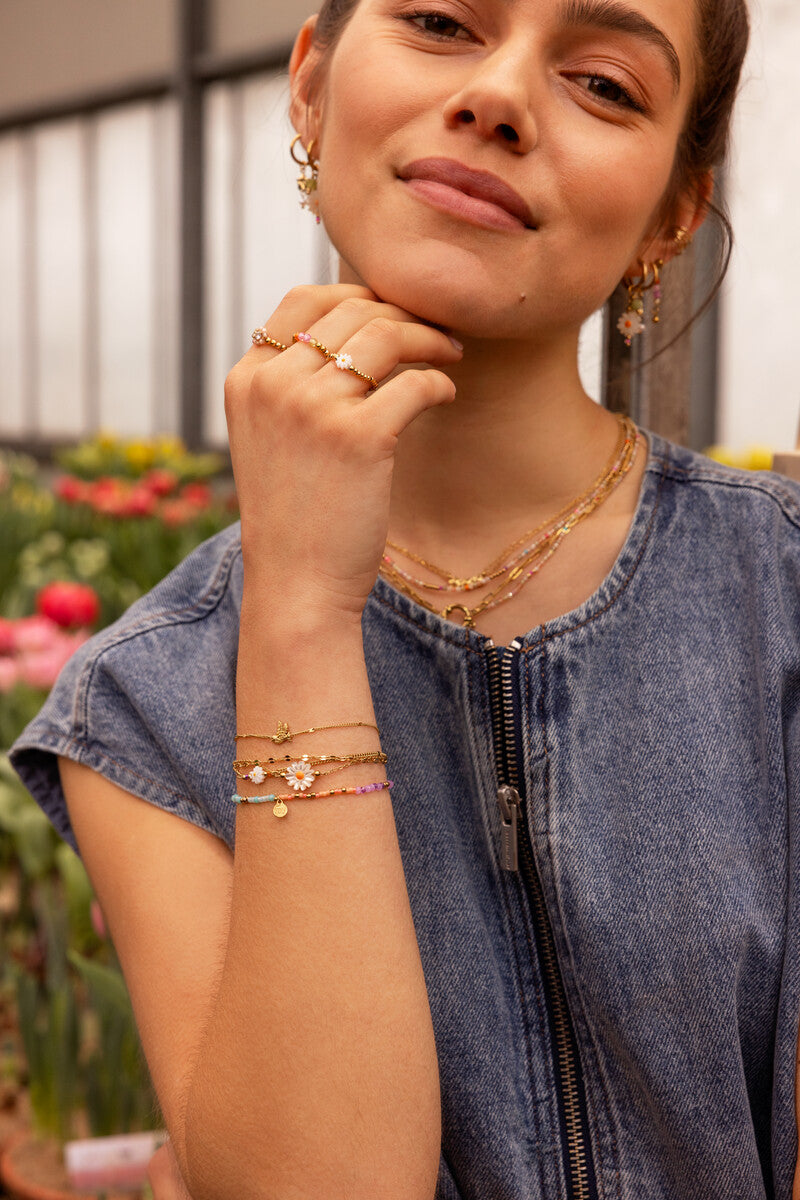 MY JEWELLERY Botanical elastic bracelet with multicoloured beads - Farmor Ingvarda