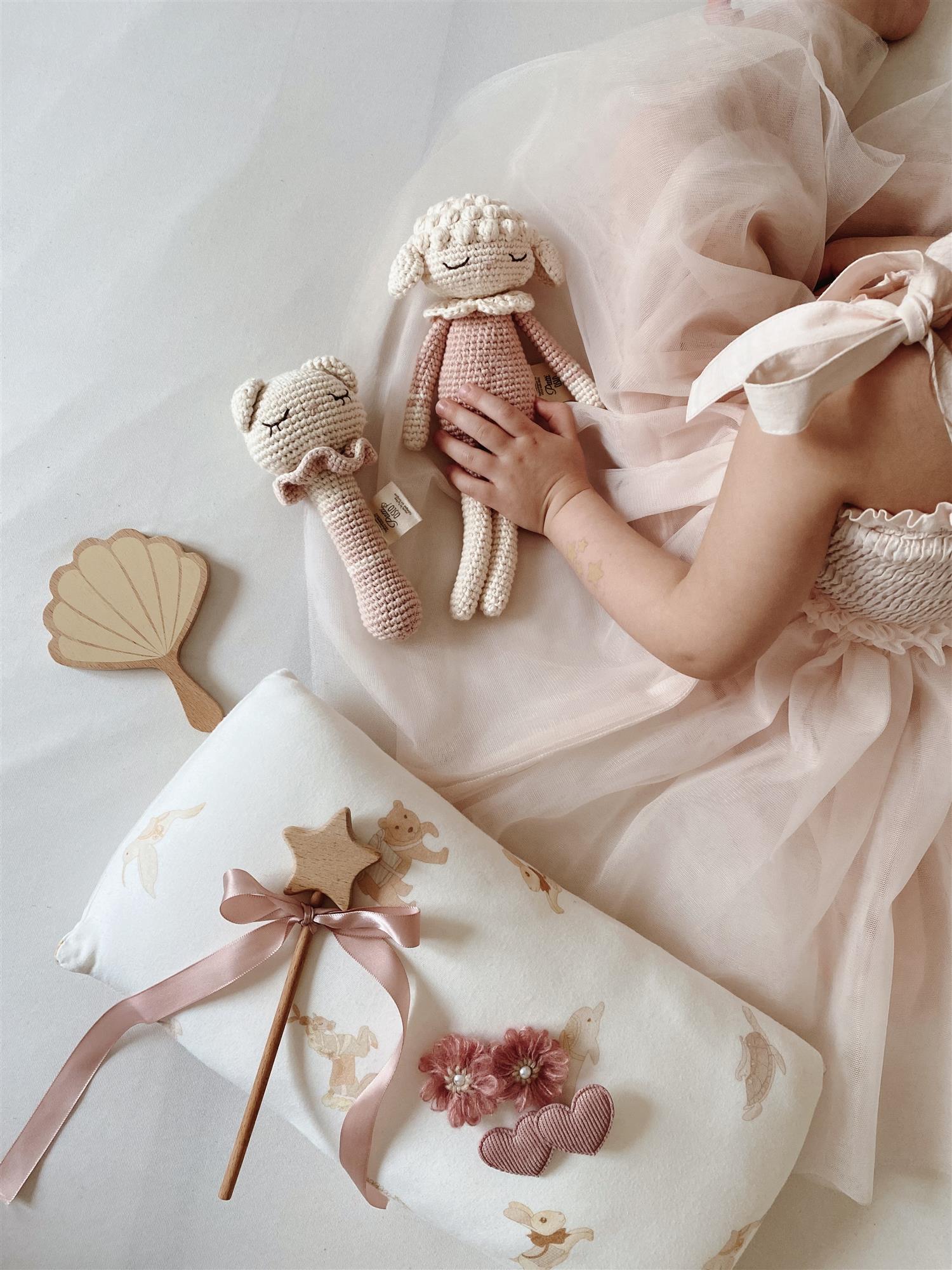 PATTI OSLO Rangle m/bjelle,Tiffani Teddy Krem/Rosa - Farmor Ingvarda