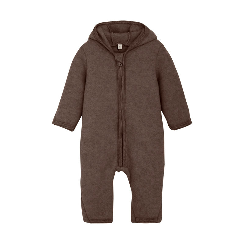 HUTTELIHUT Babydress m/ører,Ullfleece Brown Melange