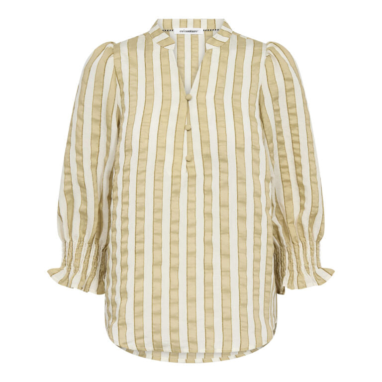 CO´ COUTURE Saila SS Stripe V-Blouse Olive