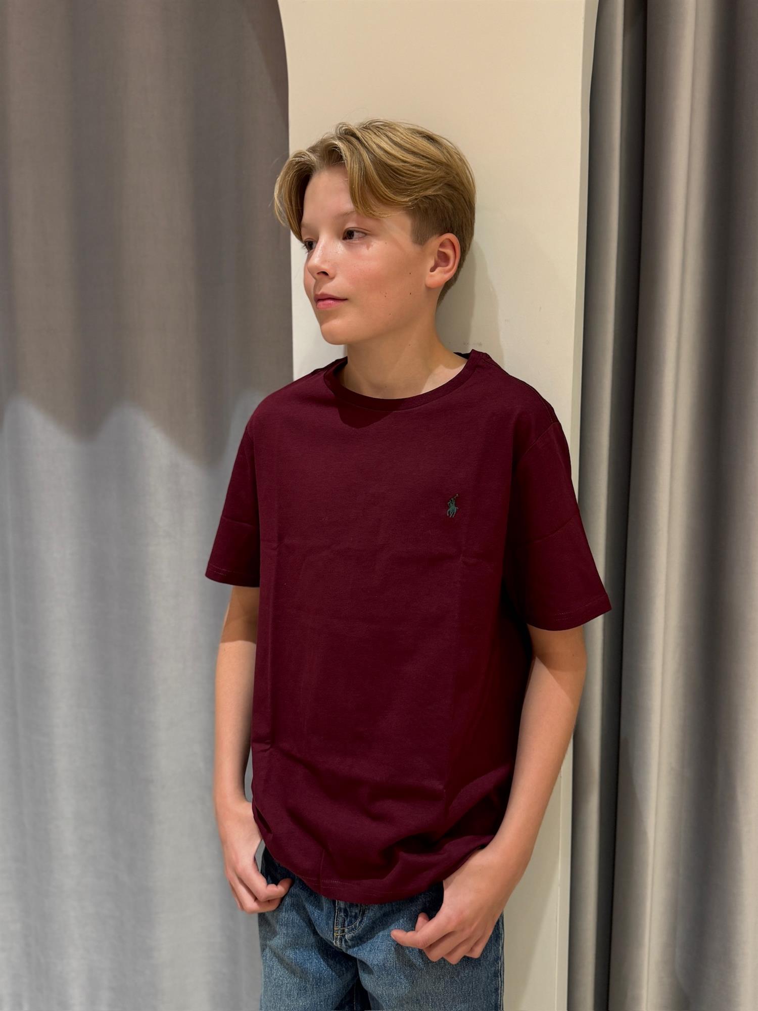 RALPH LAUREN 8-16År T-skjorte liten logo Vinrød