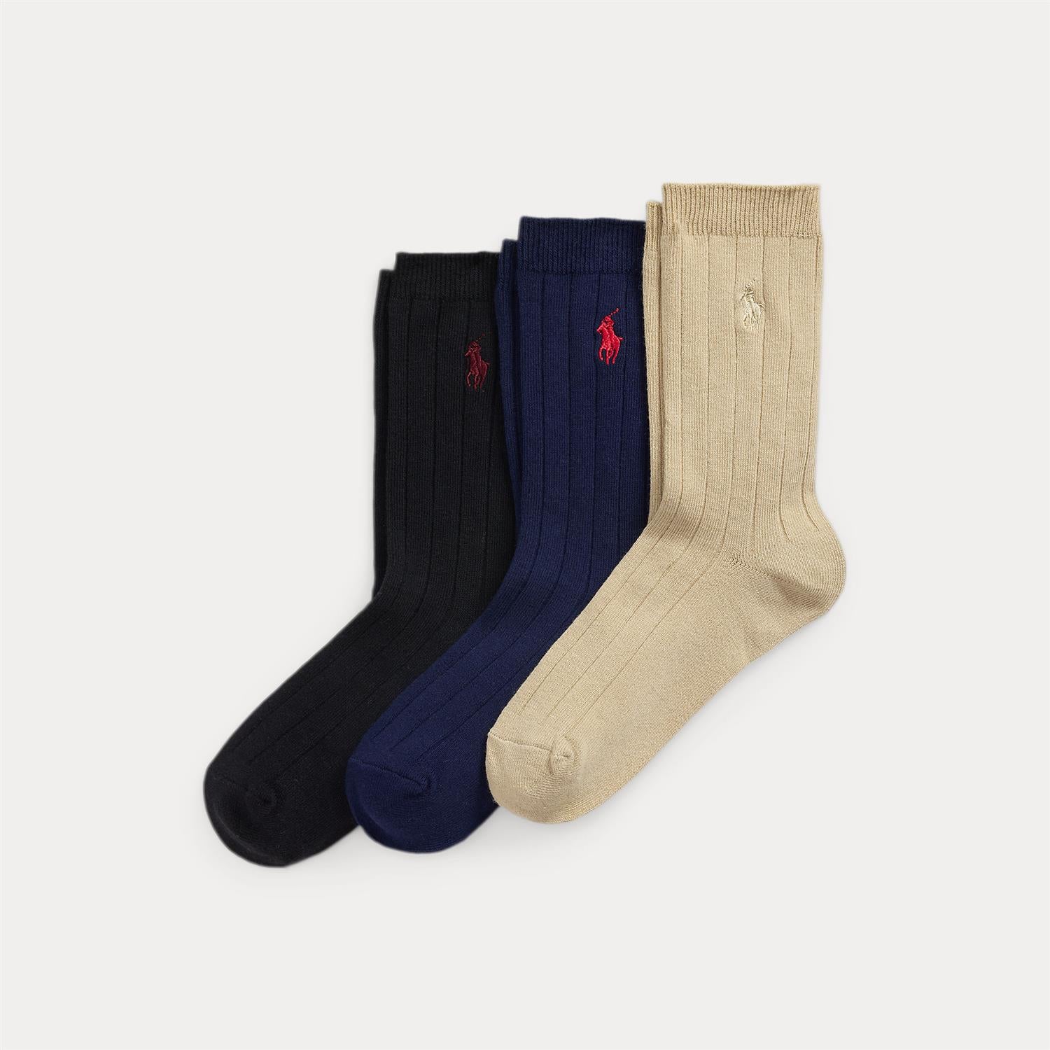 RALPH LAUREN 8-16År 3pk. Rib sokker Blå Mix