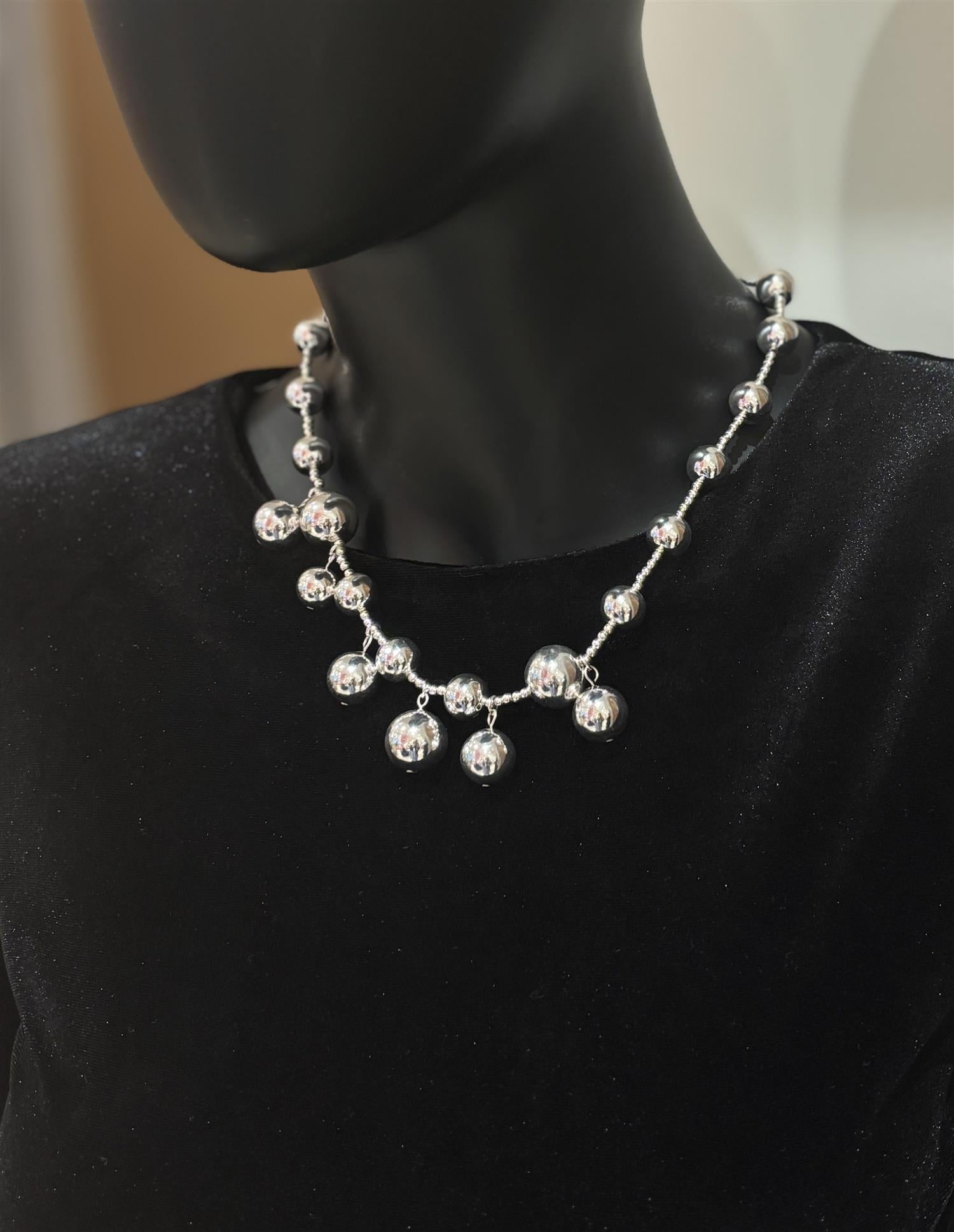 BOW 19 Bead Multi Necklace Silver