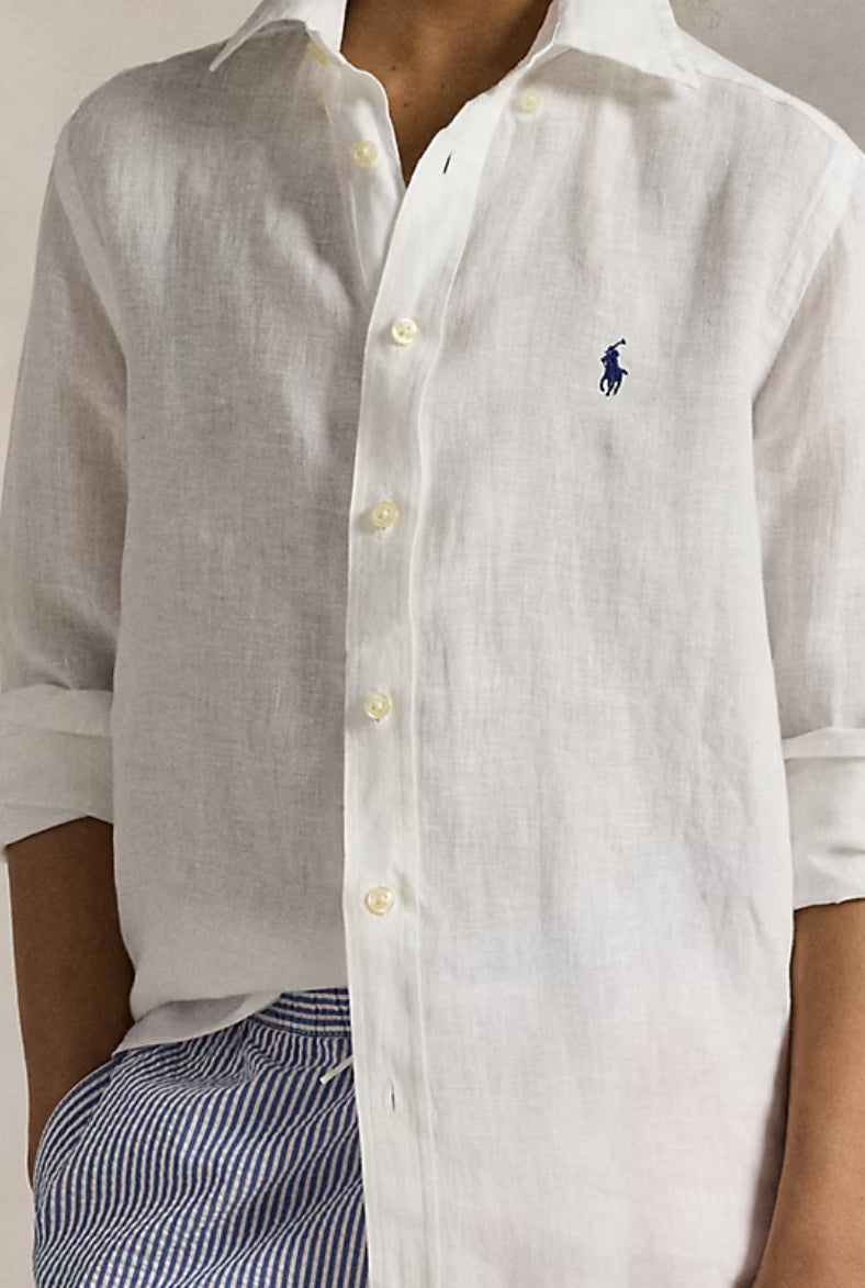 RALPH LAUREN 8-16År Lin skjorte Hvit