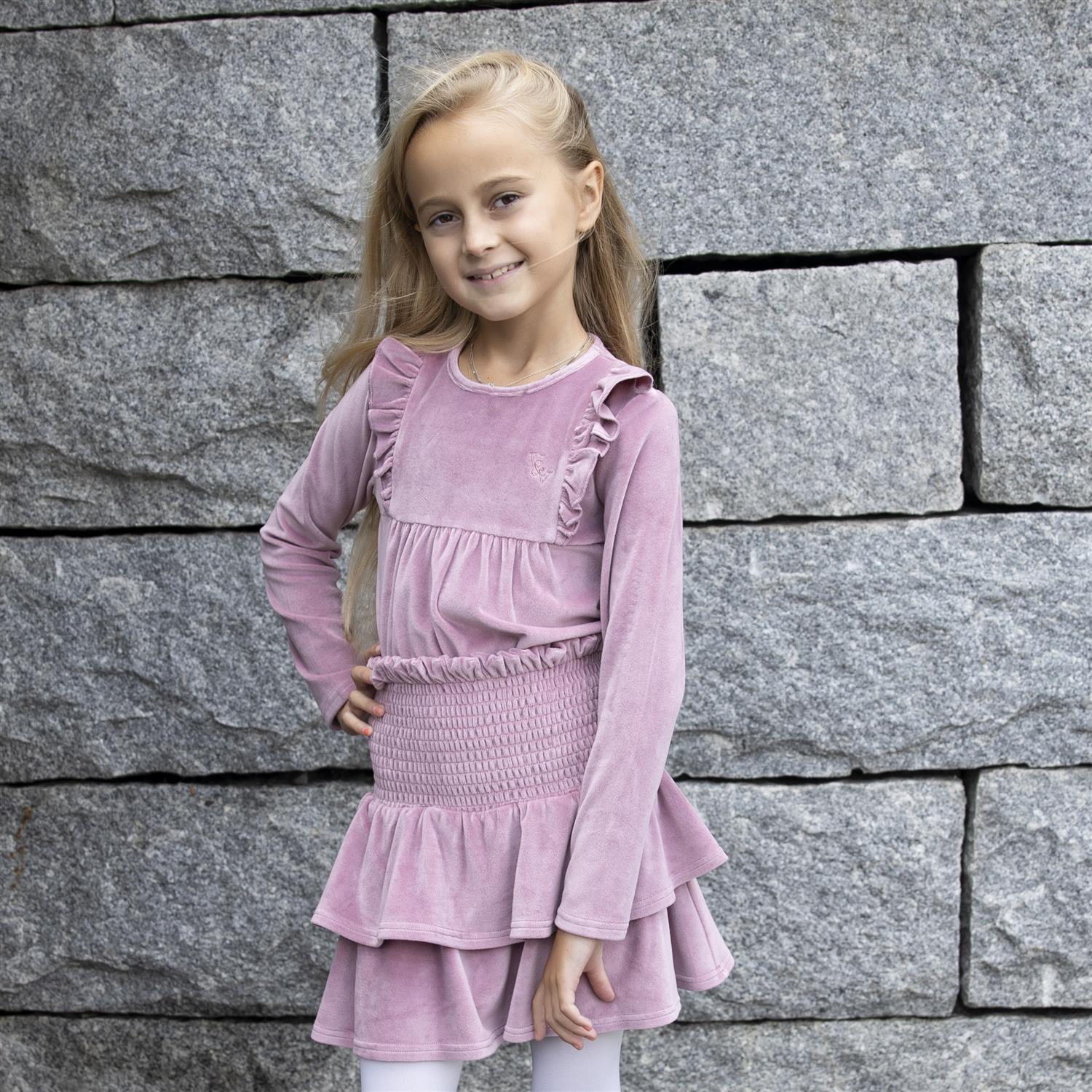 VILJE OG VE Hermine Velour skirt Gammelrosa
