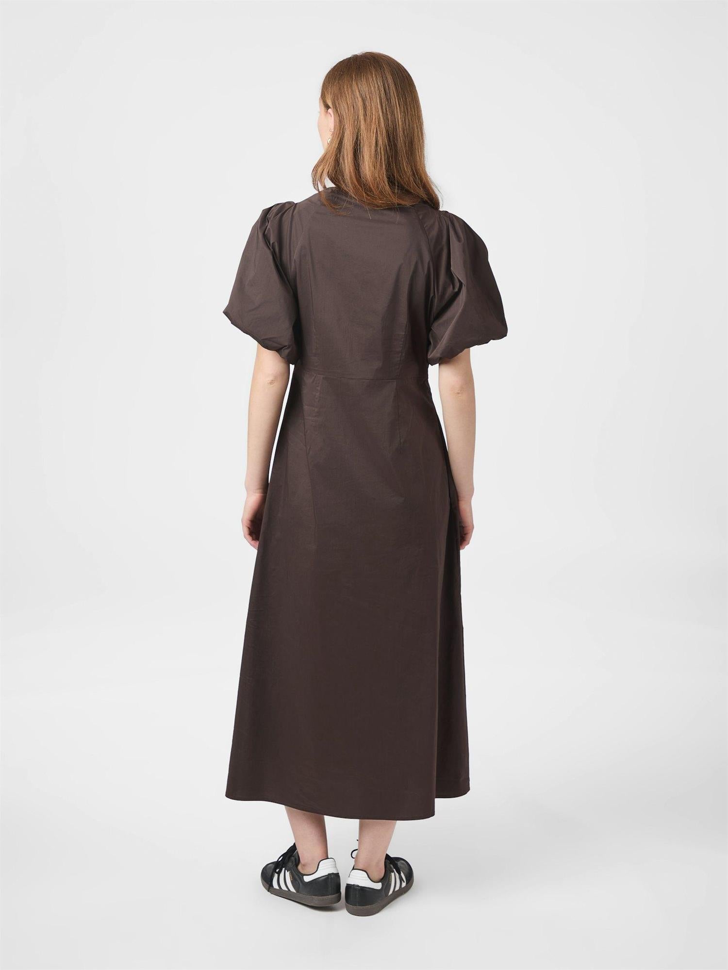 NEO NOIR Illana Poplin dress, Chocolate Brown