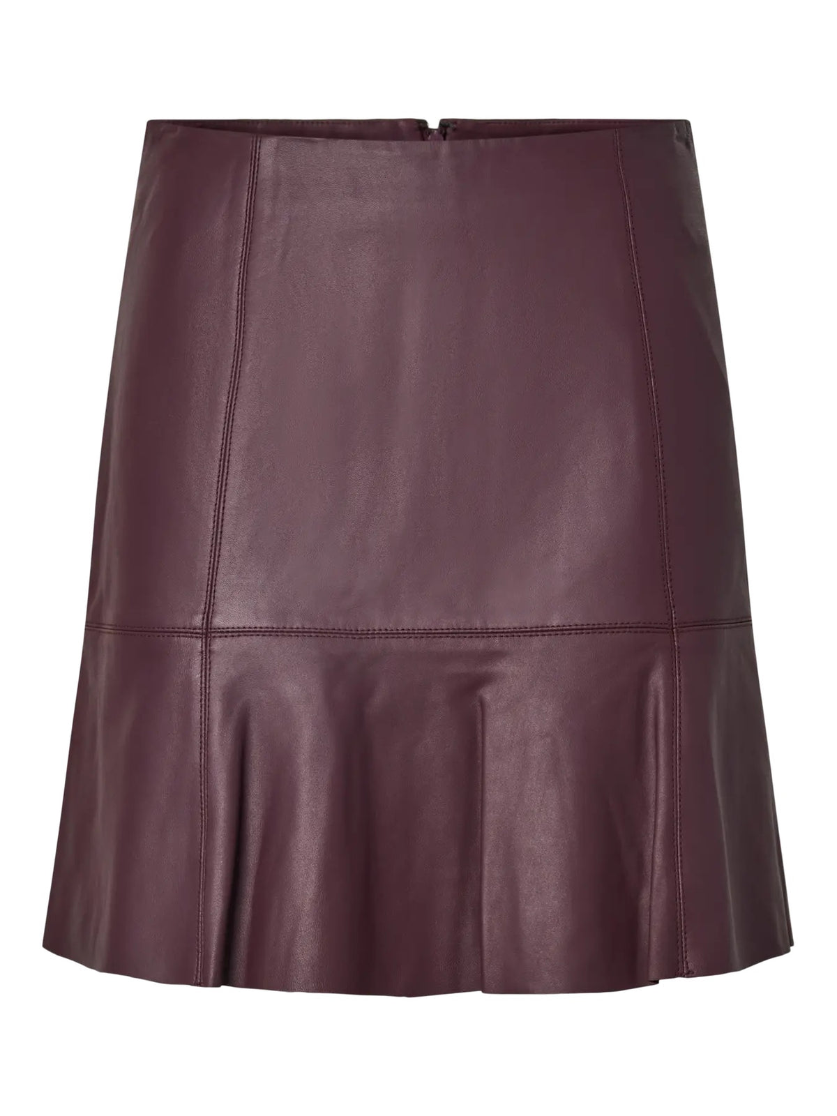 YAS Yascolly Naplon Leather Skirt Burgundy