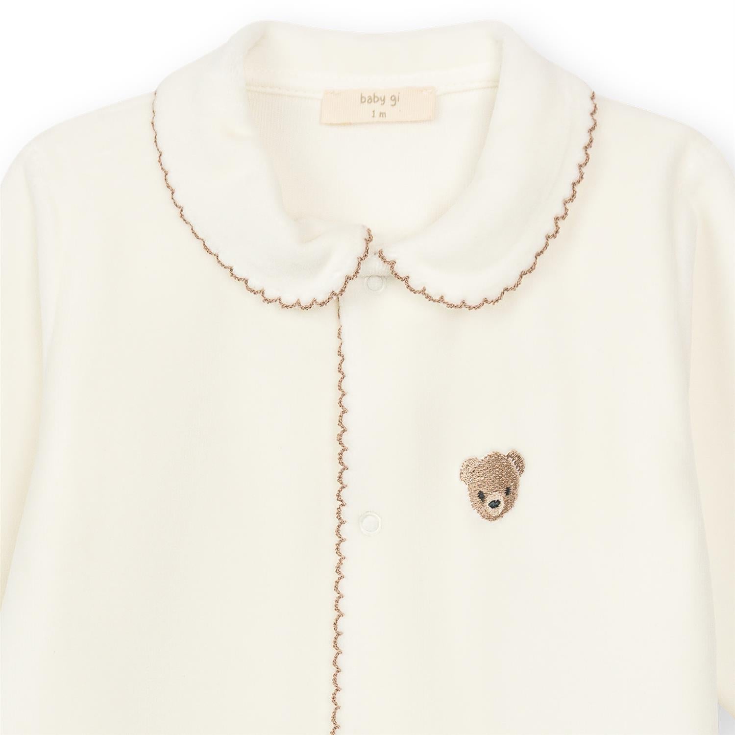 BABY GI Velourdress m/Fot,Bear Krem