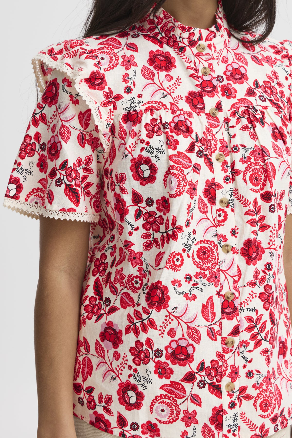 ATELIER RÊVE Iranna Short Sleeve Blouse Rød