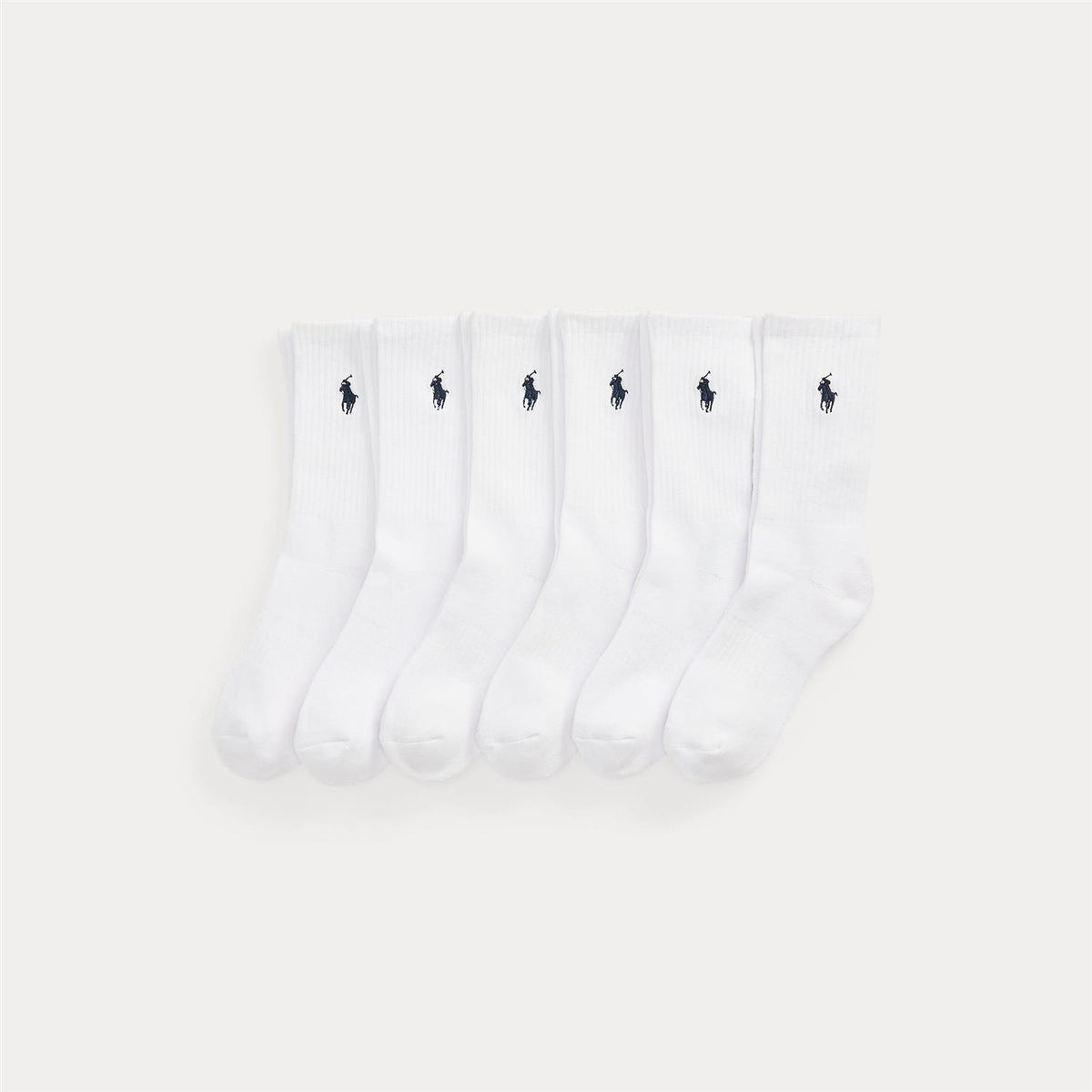 RALPH LAUREN 8-16År 6 pk. Crew Sock Hvit