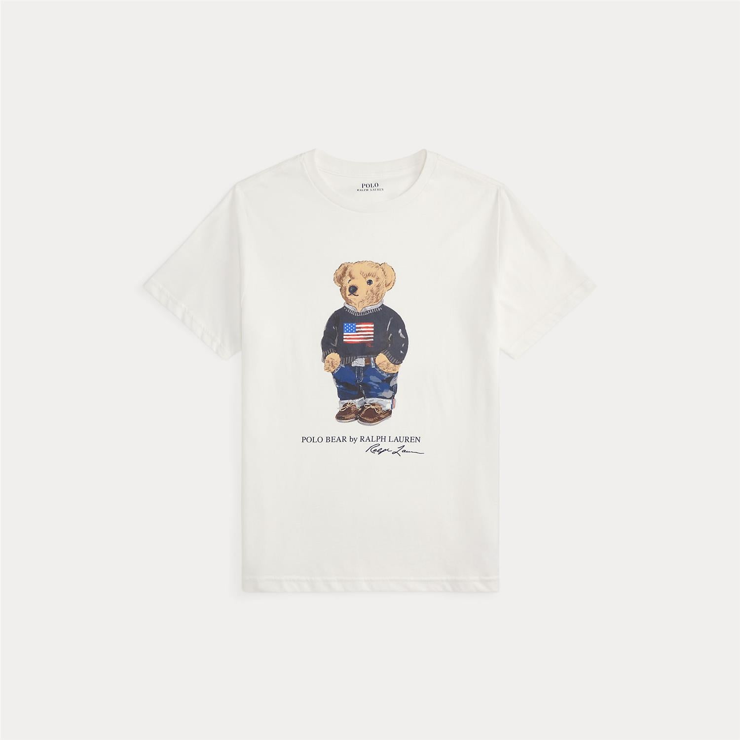 RALPH LAUREN 8-16År Polo Bear T-skjorte Hvit