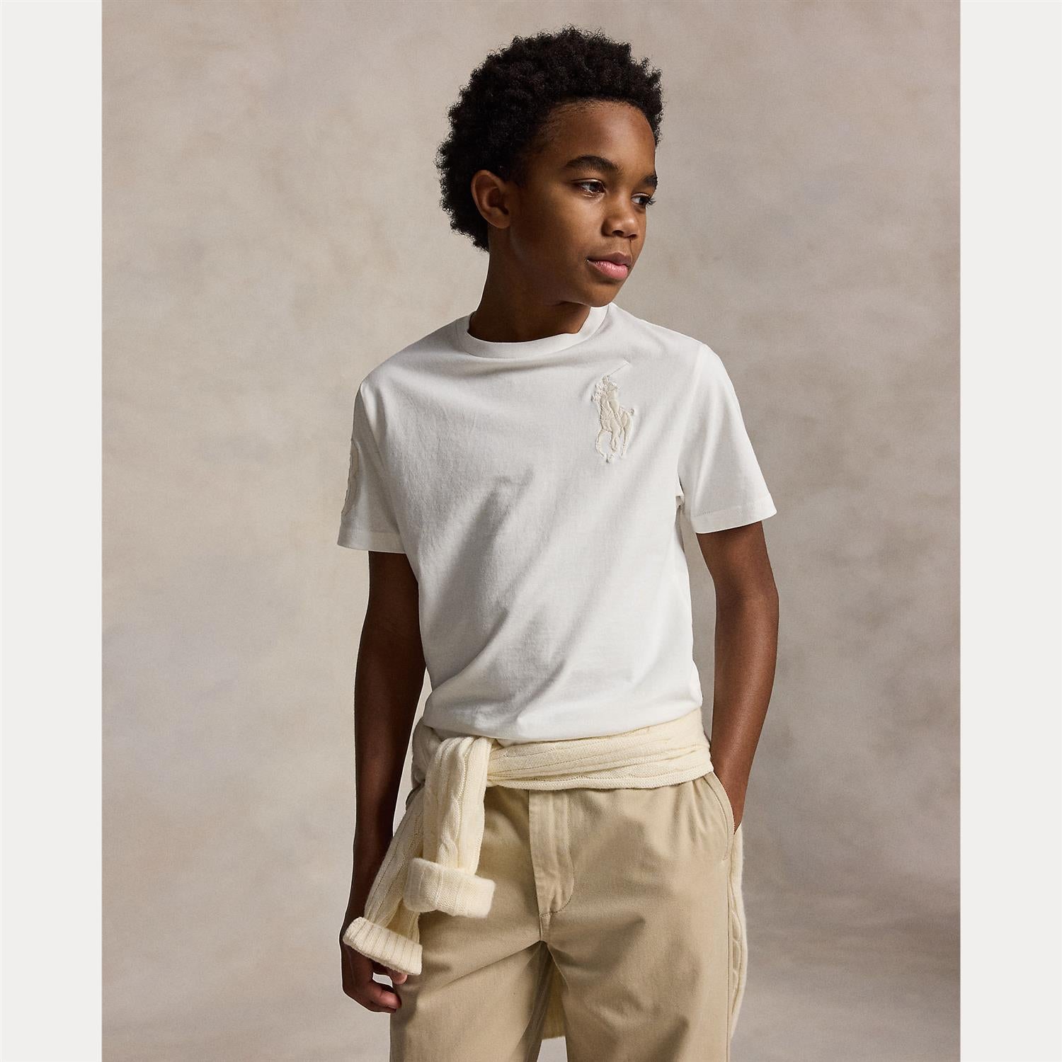 RALPH LAUREN 8-16År T-skjorte Stor Logo Off-White