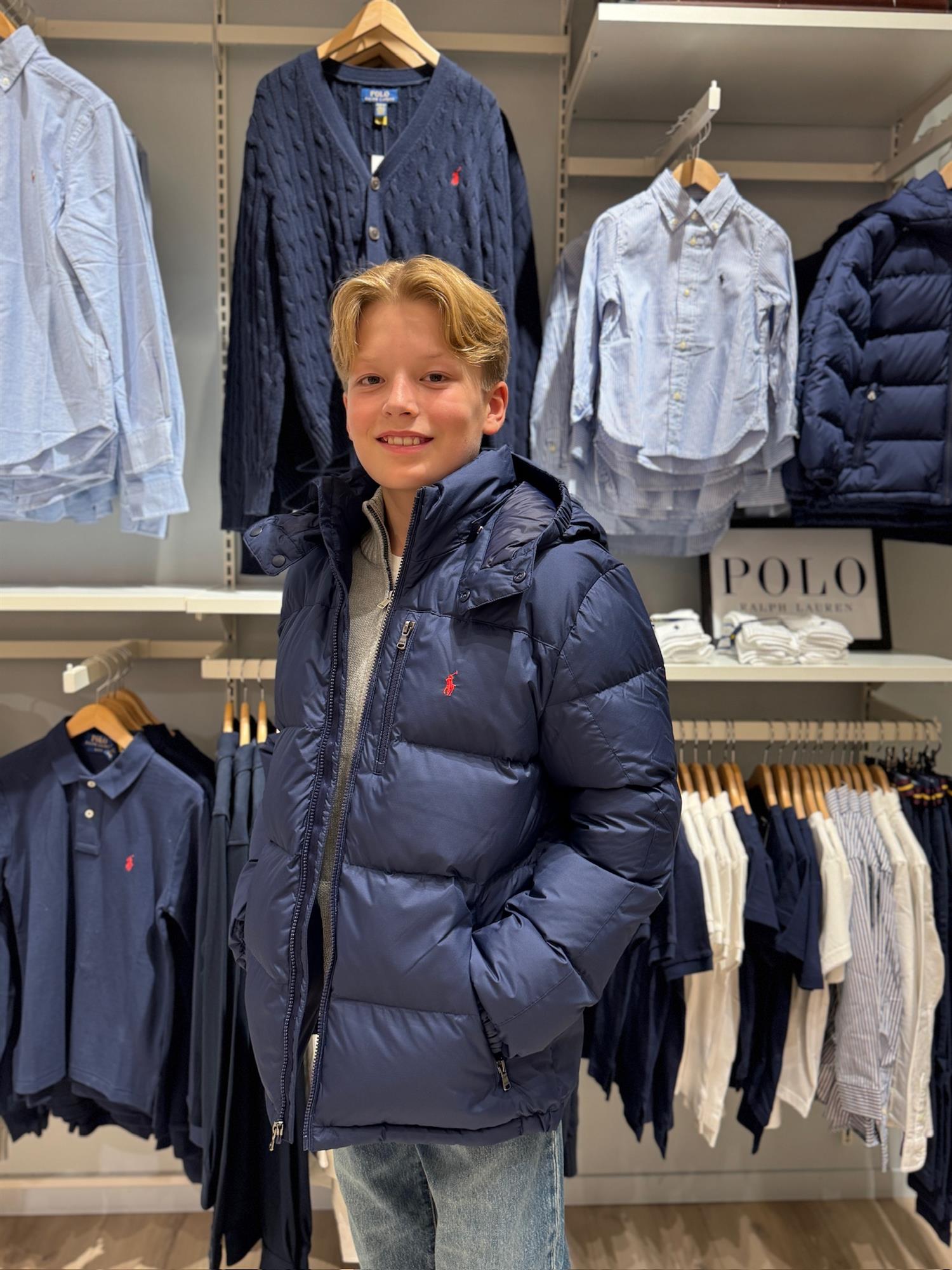 RALPH LAUREN 8-16År Ytterjakke m/hette,Ripstop Mørkeblå