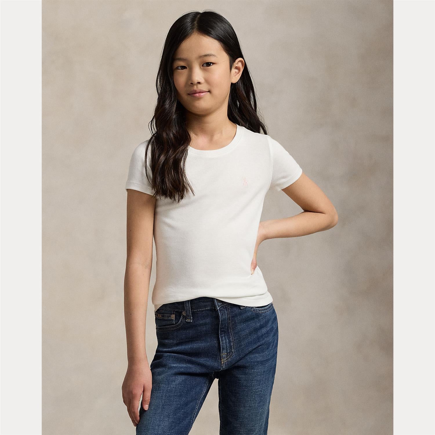 RALPH LAUREN 8-16År T-skjorte liten logo,Jente Hvit