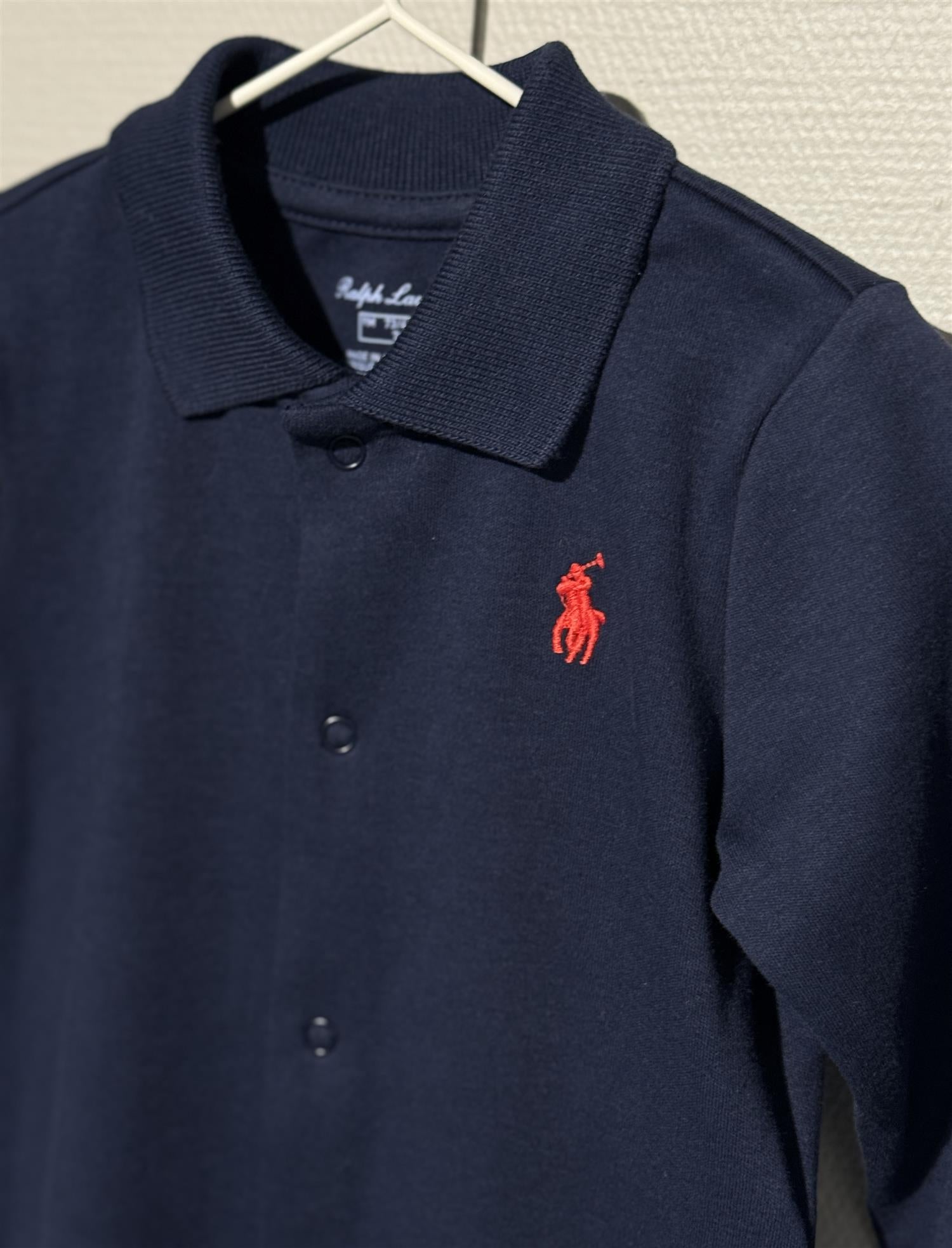 RALPH LAUREN Baby 0-24mnd. Solid Coverall Mørkeblå