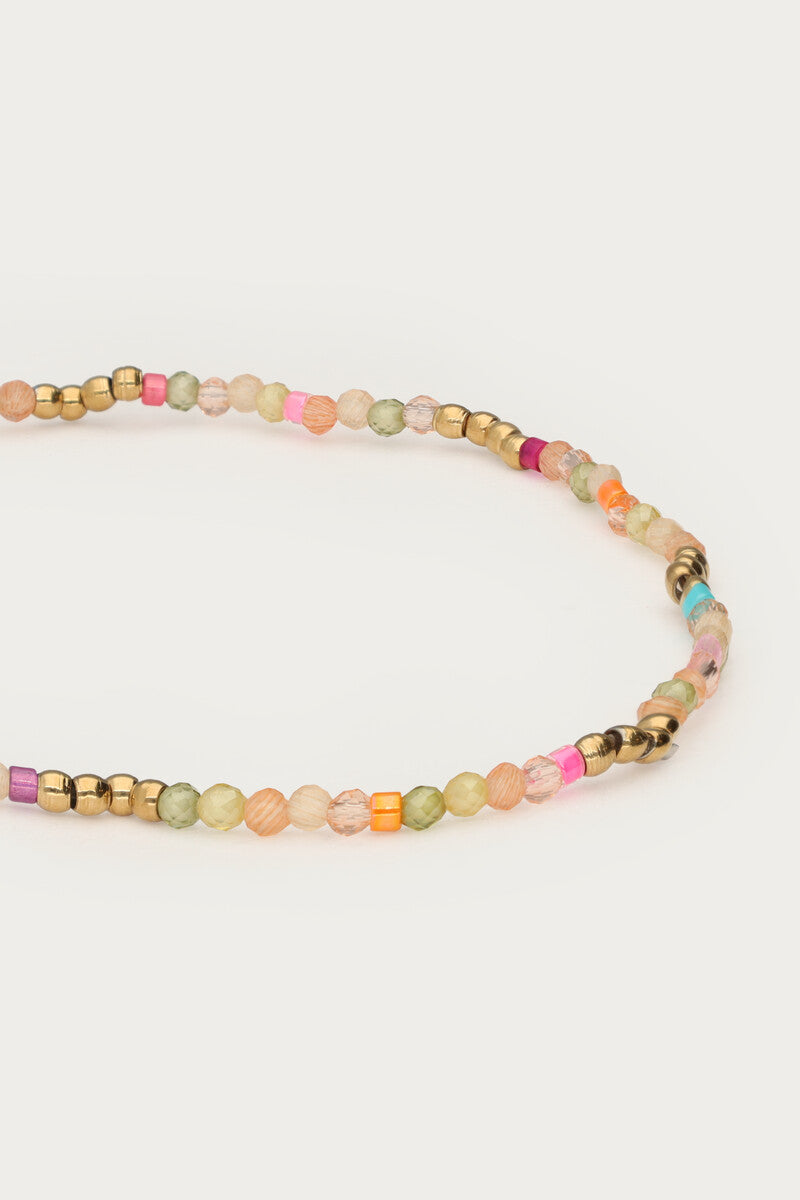 MY JEWELLERY Botanical elastic bracelet with green beads - Farmor Ingvarda