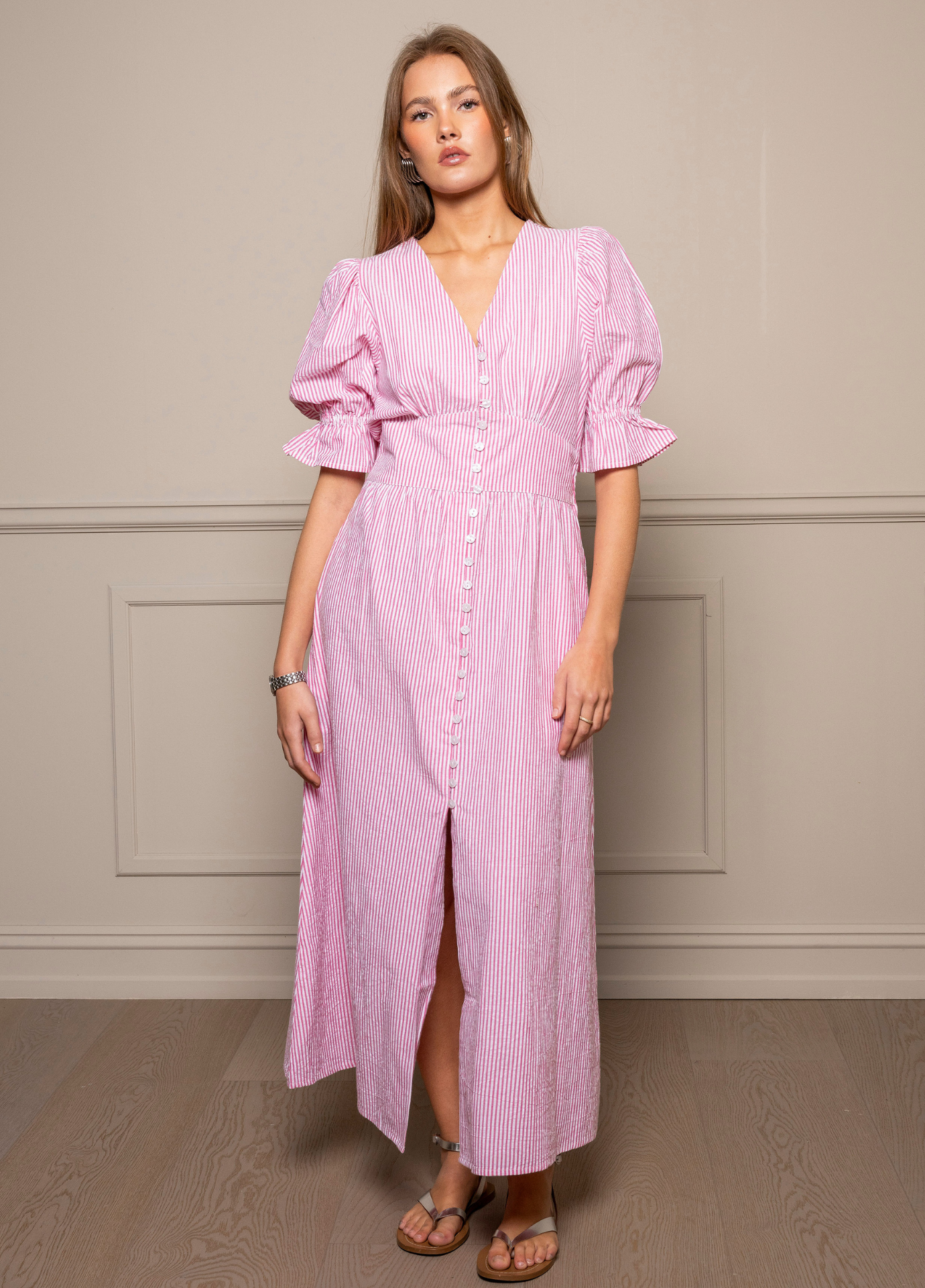 MISSMAYA Andrea Dress Pink Seersucker