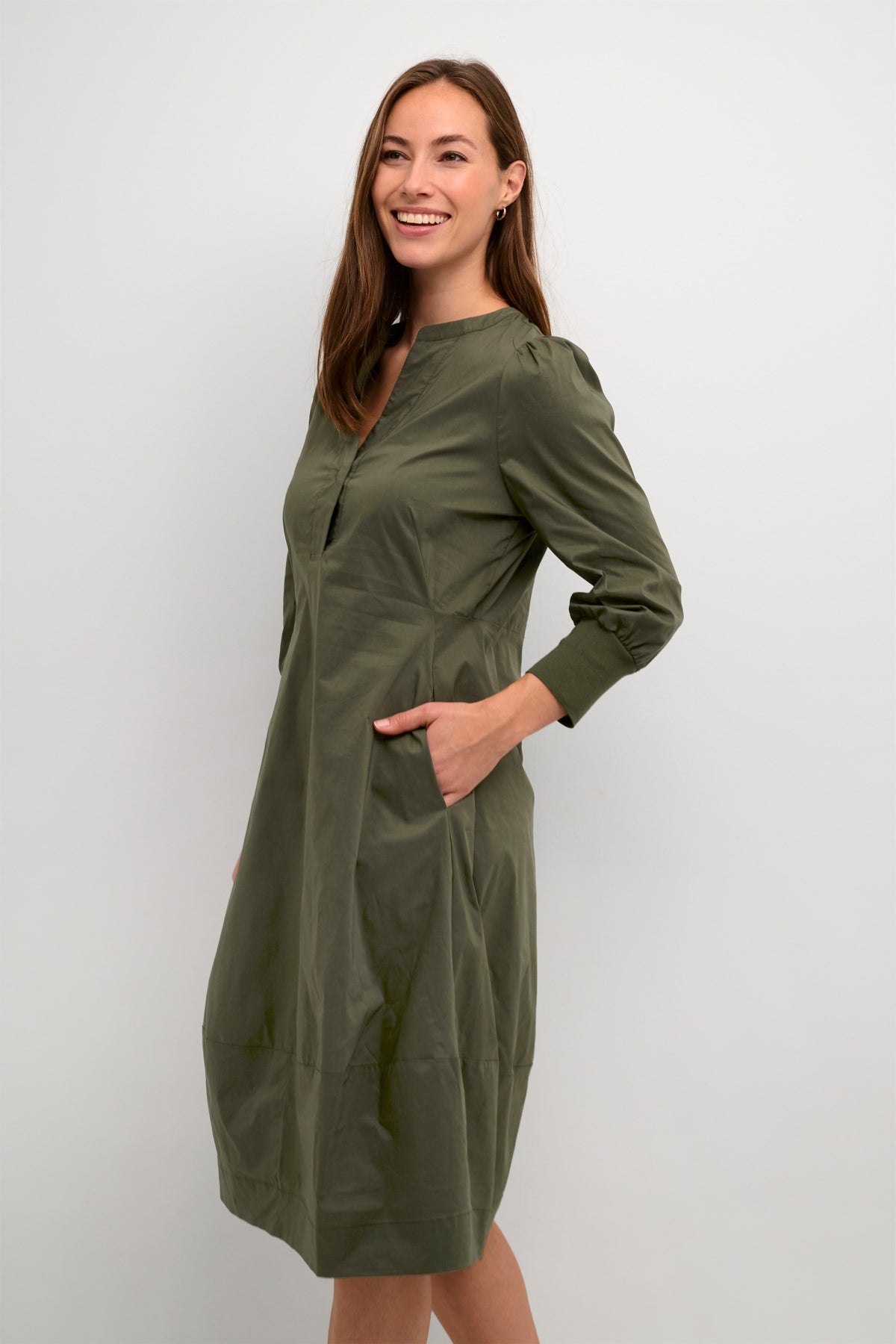 CULTURE Antoinett 3/4 sleeve Dress Burnt Olive
