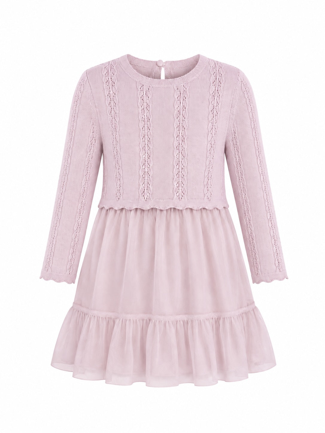 VILJE OG VE Sol Strikket Kjole m/tyll Soft Pink