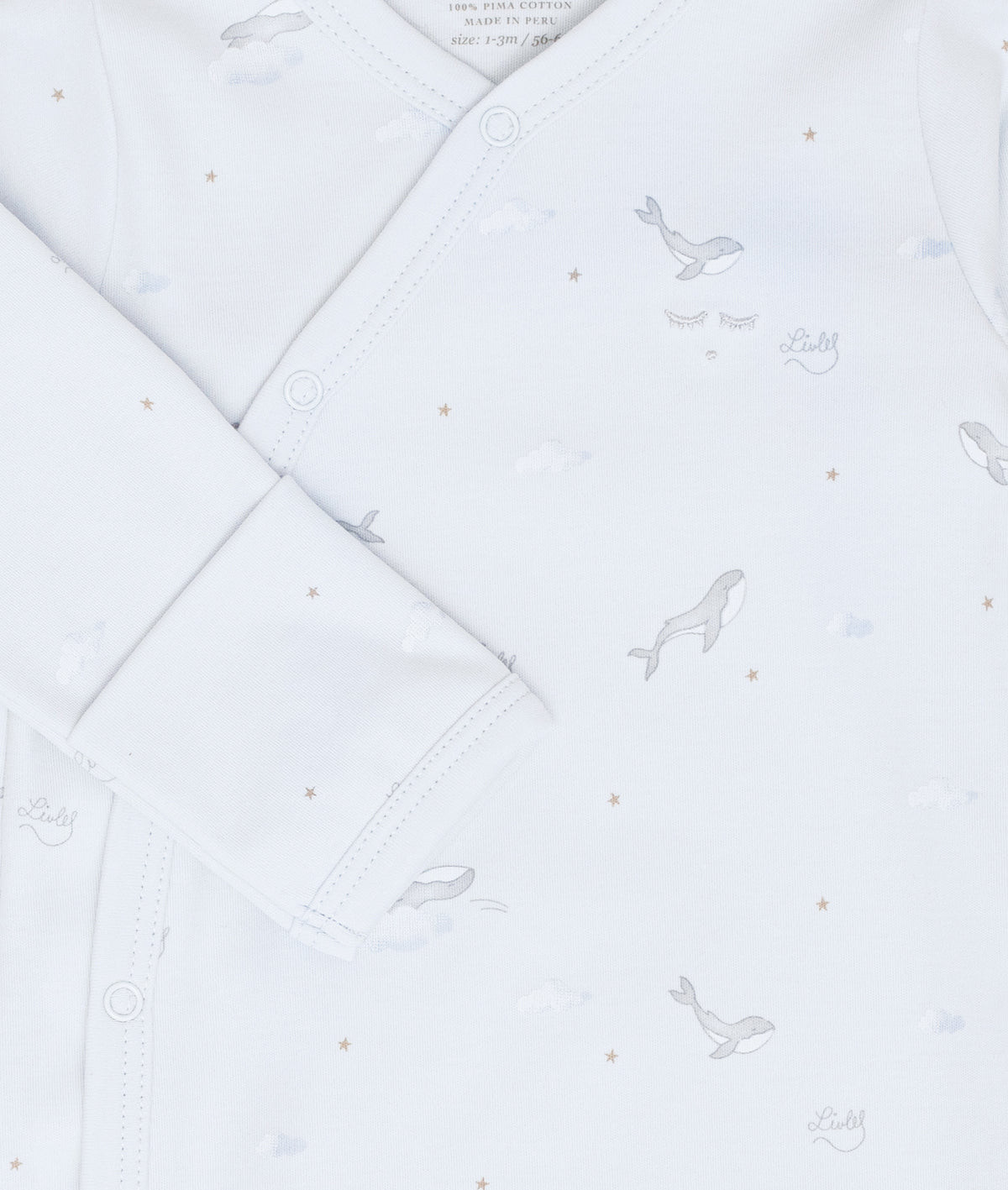 LIVLY Whales crossed footie heldress i lys blå for babyેણ