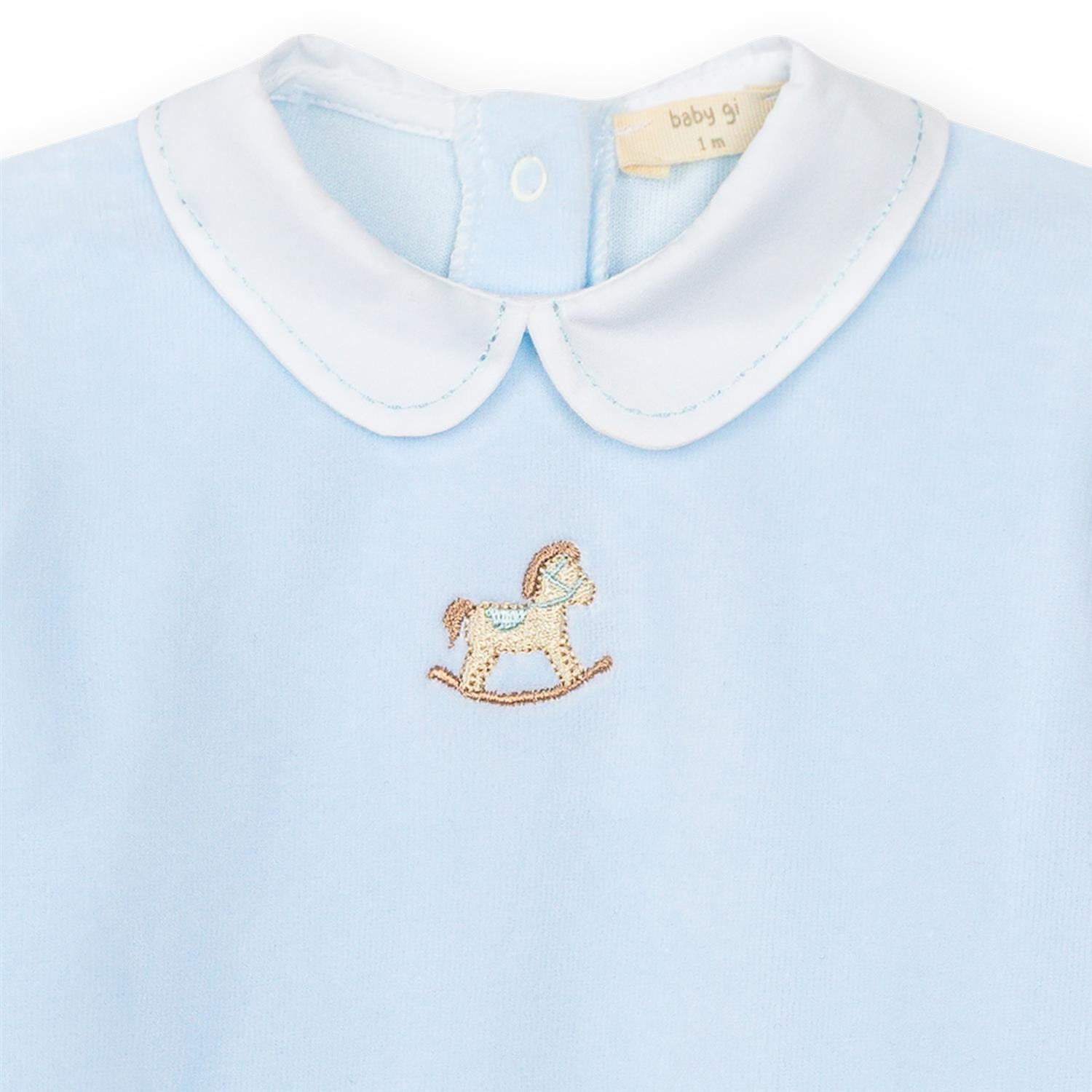 BABY GI Velourdress m/Fot,Rocking Horse Blå
