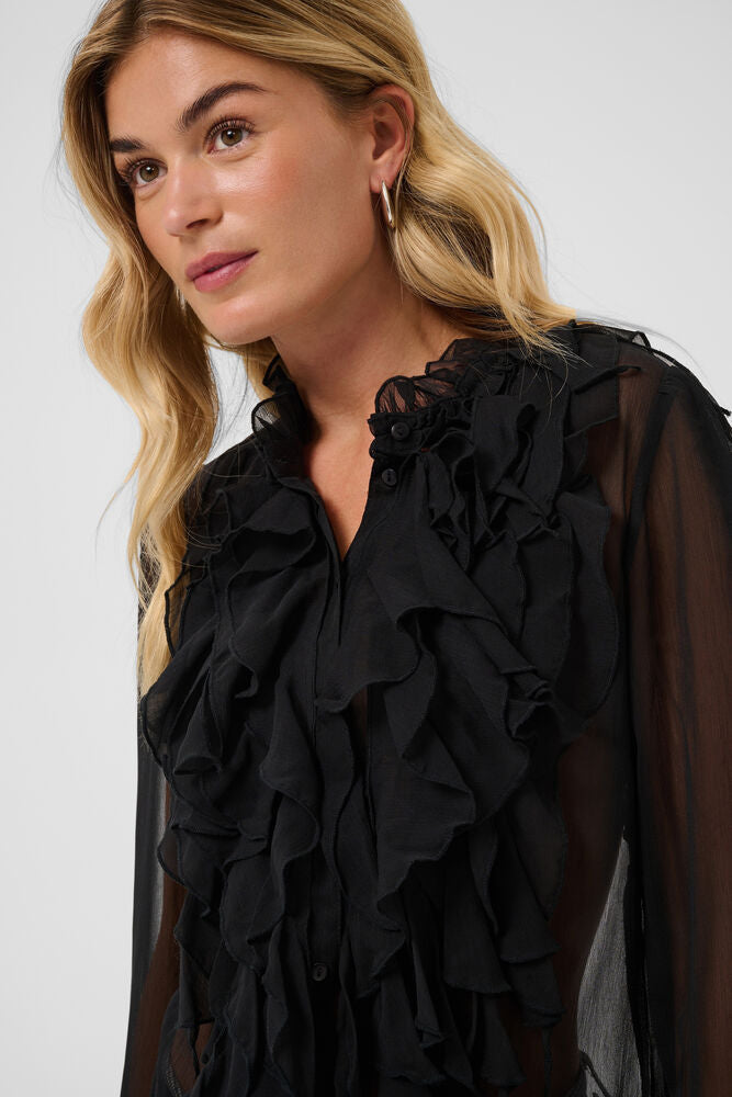 SAINT TROPEZ Lilja Crinkle Shirt Black