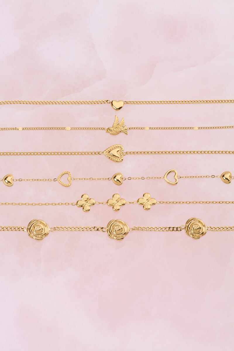 MY JEWELLERY Botanical bracelet with delicate heart - Farmor Ingvarda