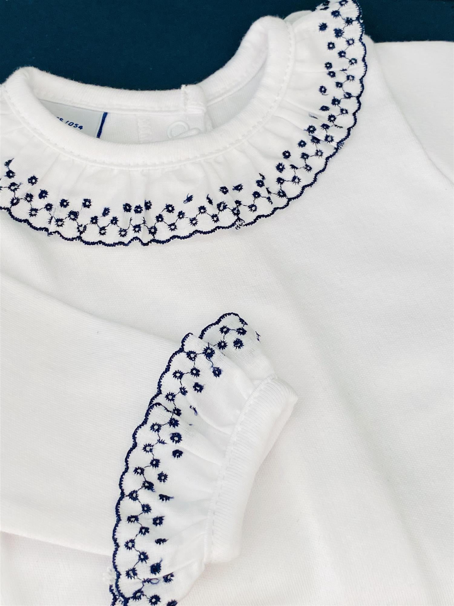 BABIDU 1191 Body m/mørkeblå blondekrage Hvit