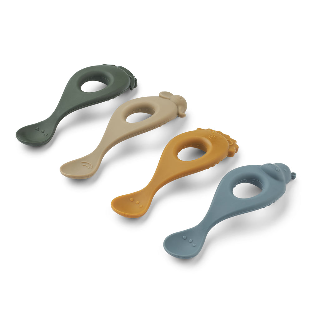 LIEWOOD Liva Silicone Spoon 4 pk. Blå Mix